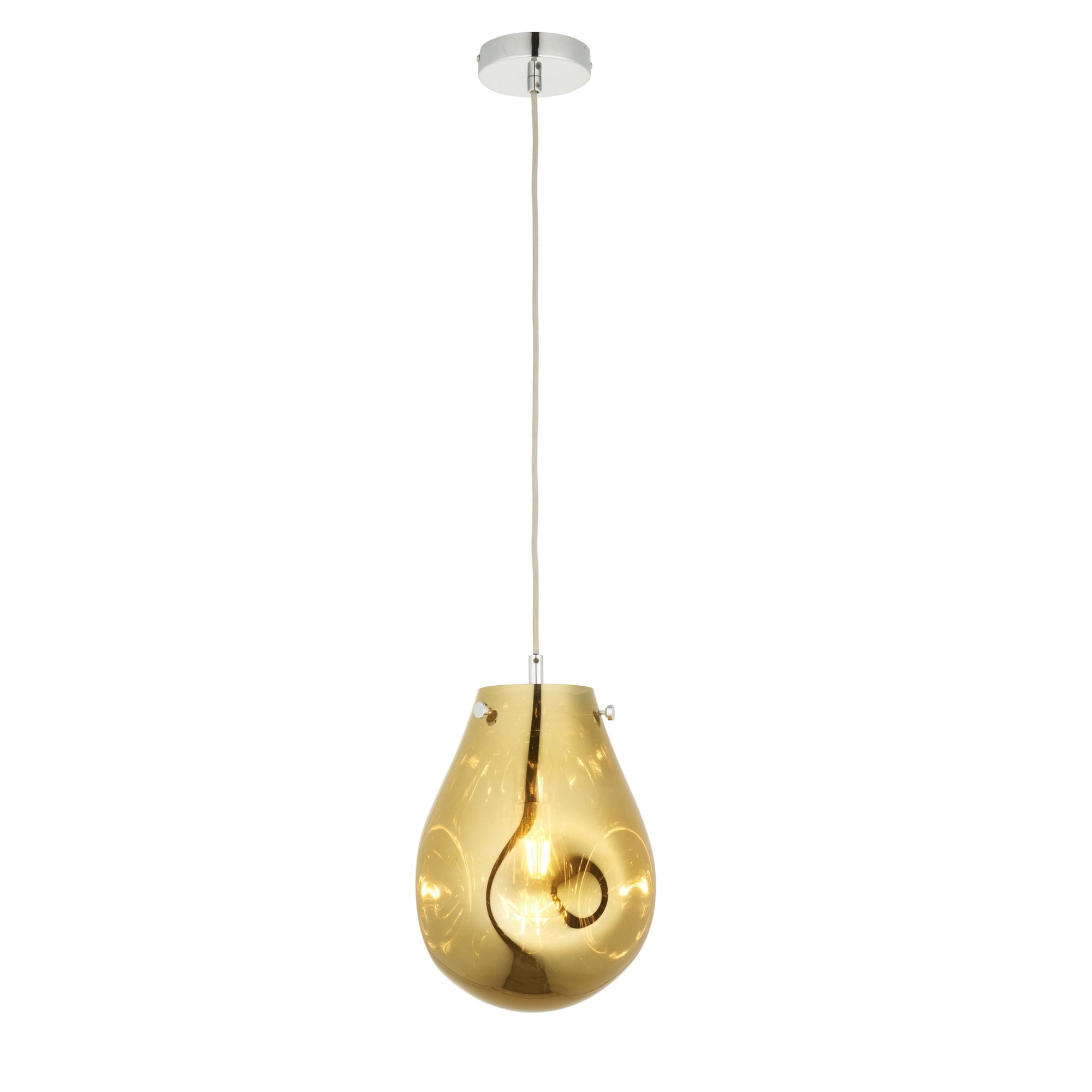 Endon Dent Medium Glass Ceiling Pendant - Metallic Gold