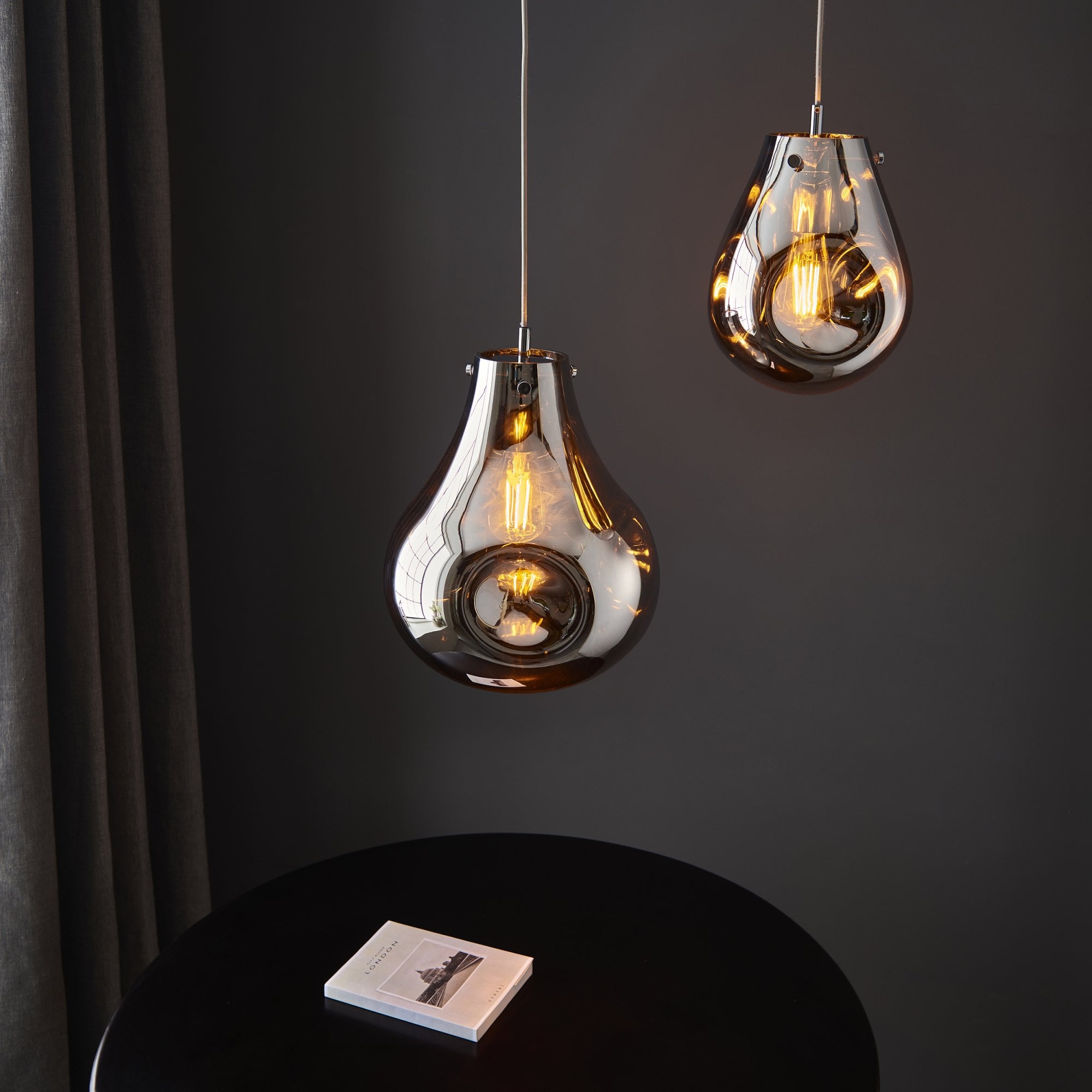 Endon Dent Medium Glass Ceiling Pendant - Metallic Chrome