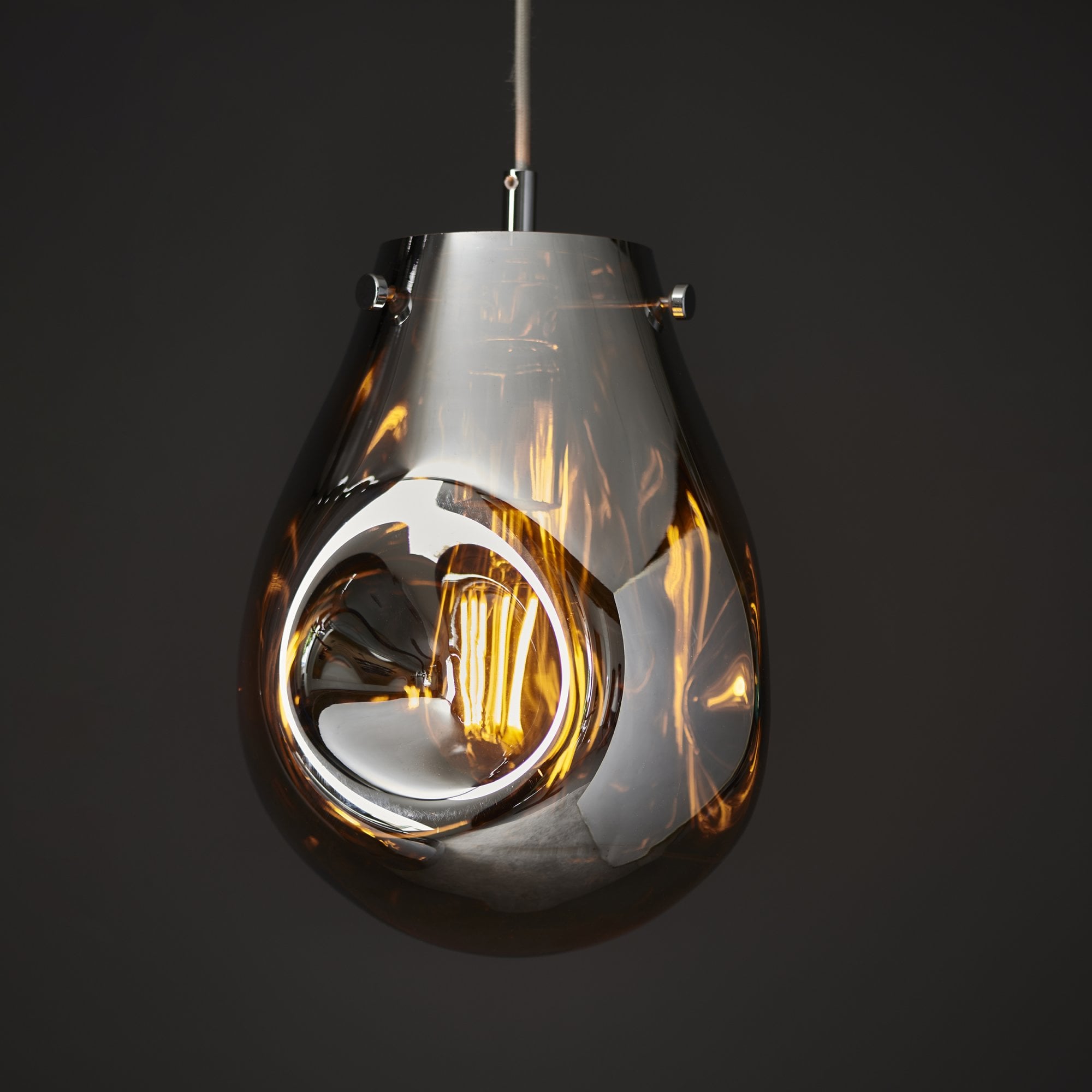 Endon Dent Medium Glass Ceiling Pendant - Metallic Chrome