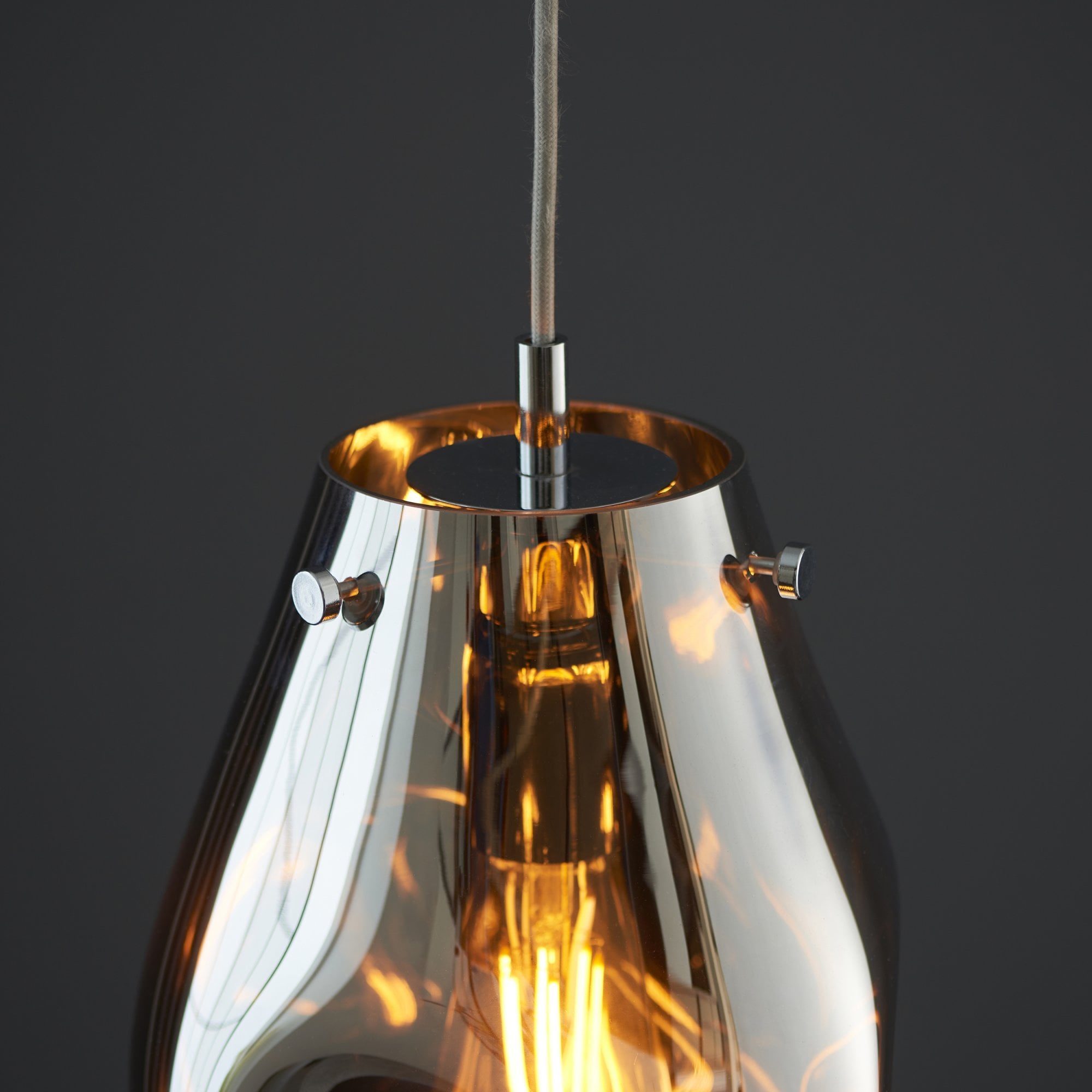 Endon Dent Medium Glass Ceiling Pendant - Metallic Chrome