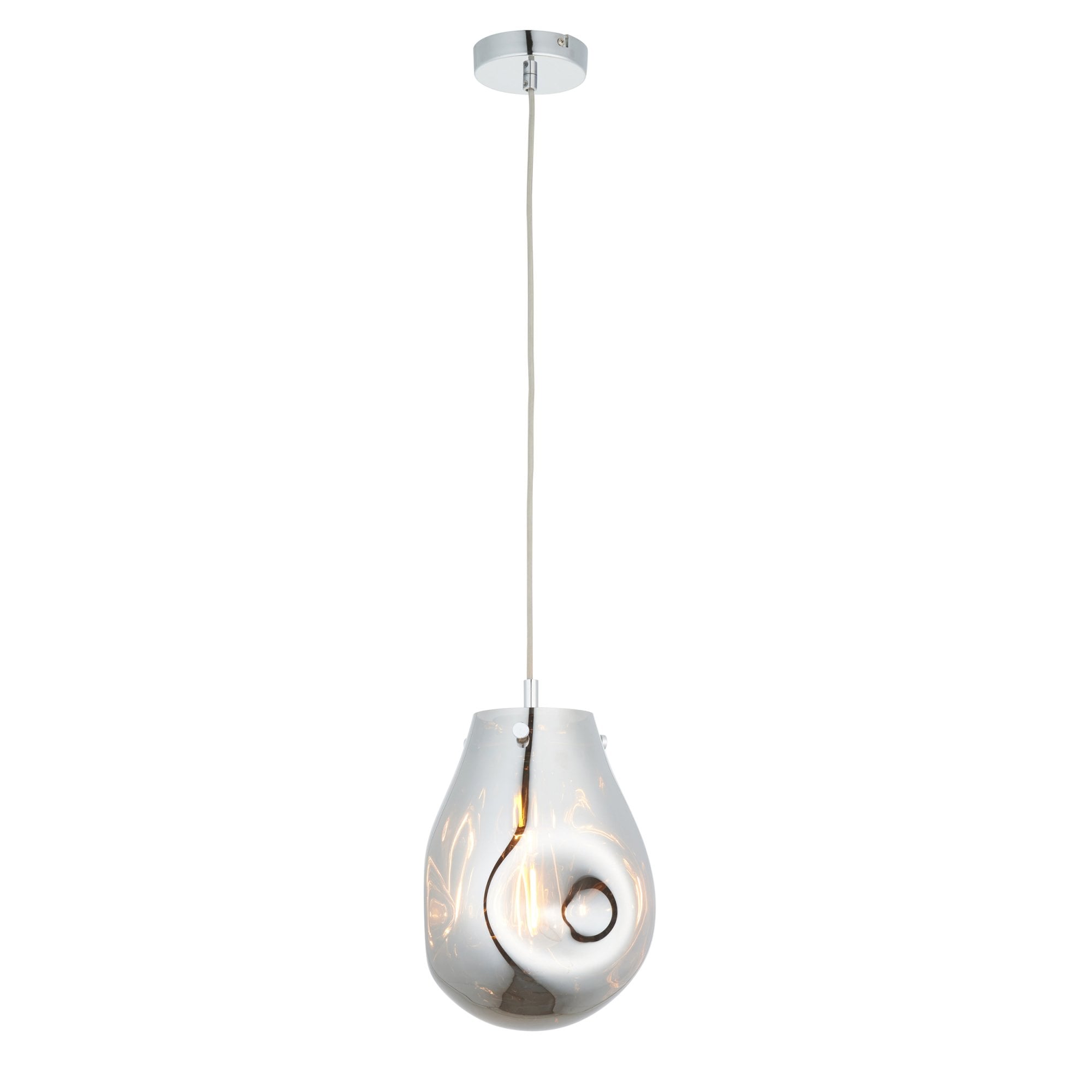 Endon Dent Medium Glass Ceiling Pendant - Metallic Chrome