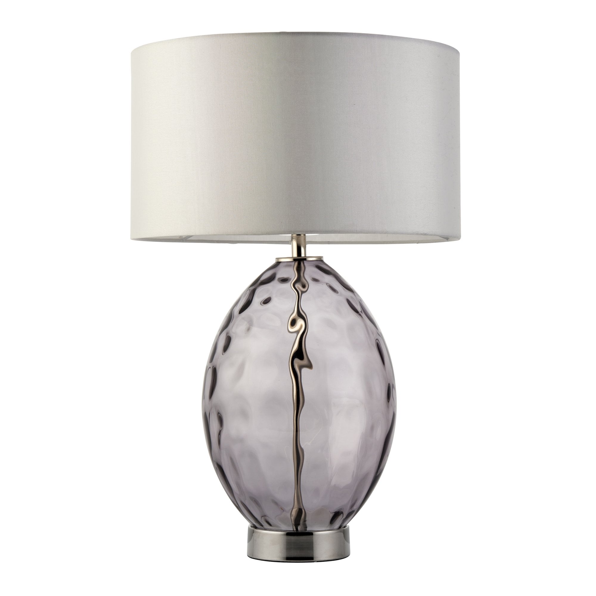 Endon Elin Touch Table Lamp - Nickel & Grey Tinted Glass