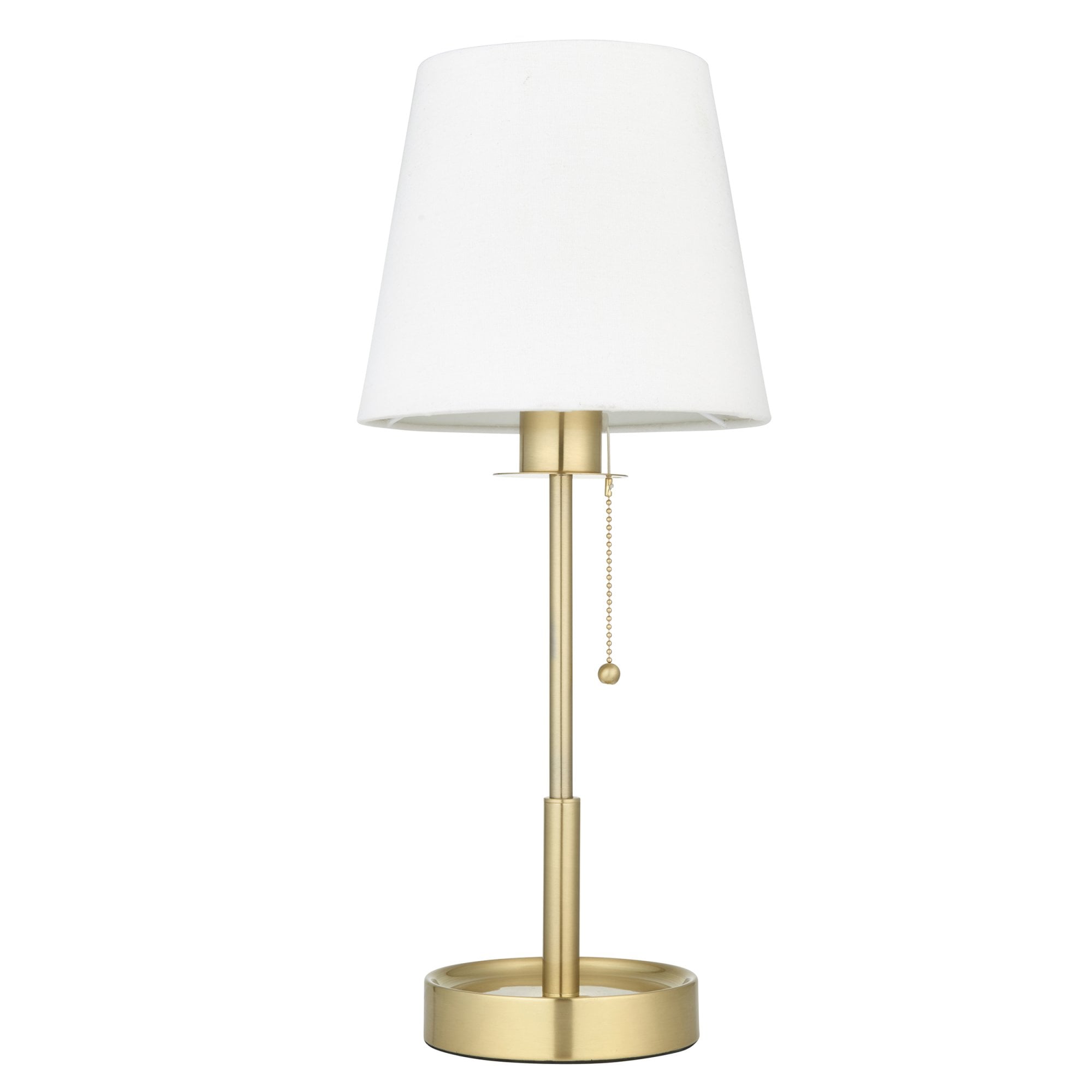 Utopia Eton Vanity Table Lamp - Satin Brass & Vintage White Tapered Shade