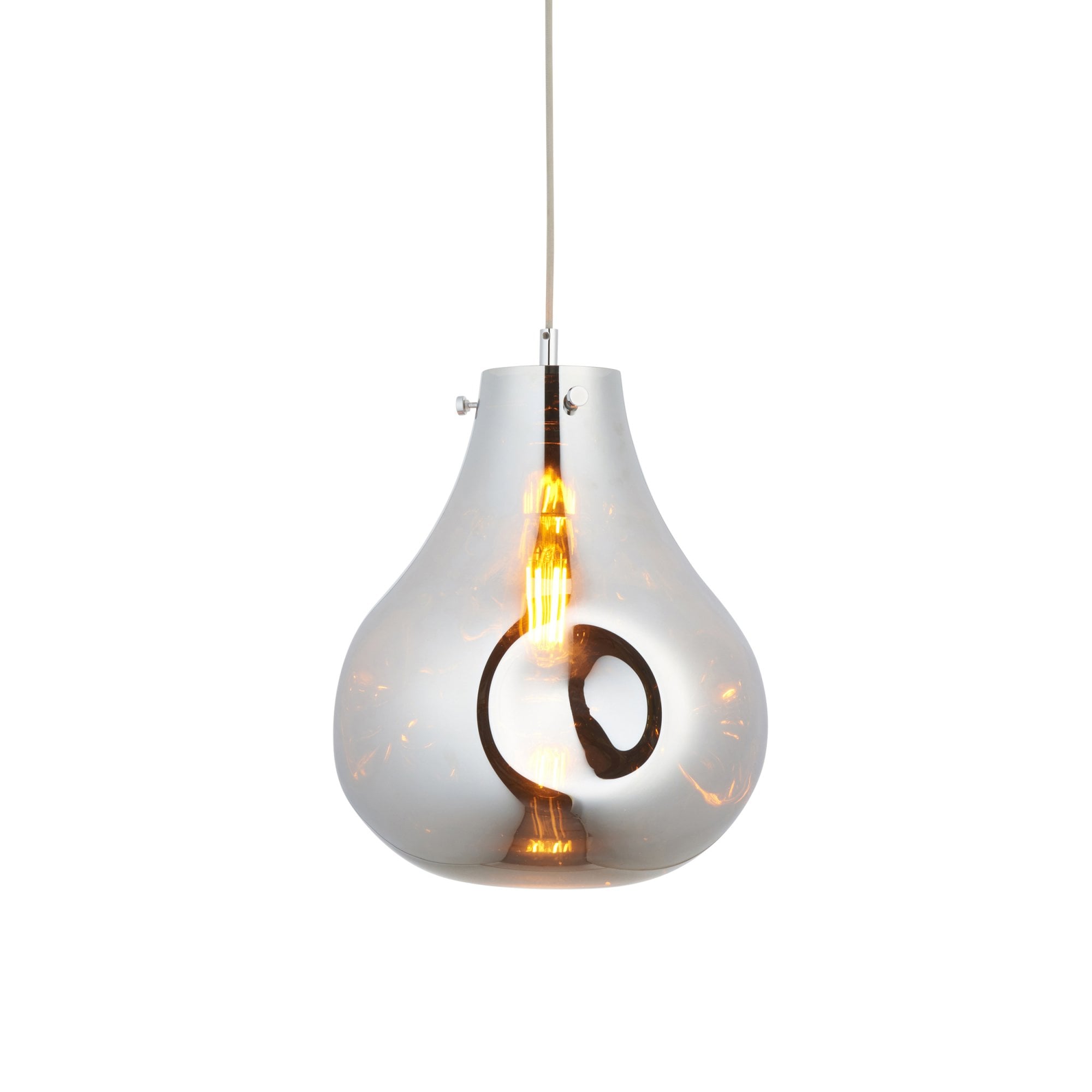 Endon Dent Large Glass Ceiling Pendant - Metallic Chrome
