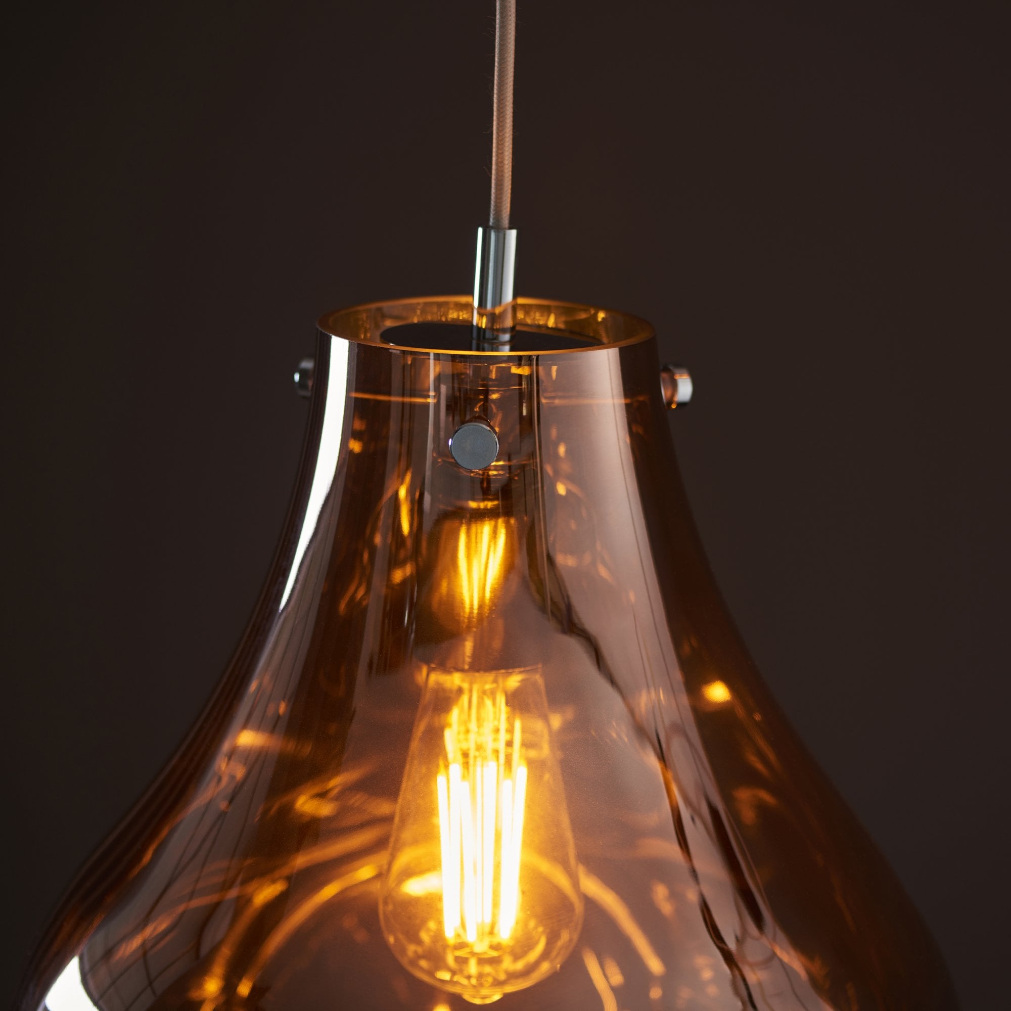 Endon Dent Large Glass Ceiling Pendant - Metallic Copper