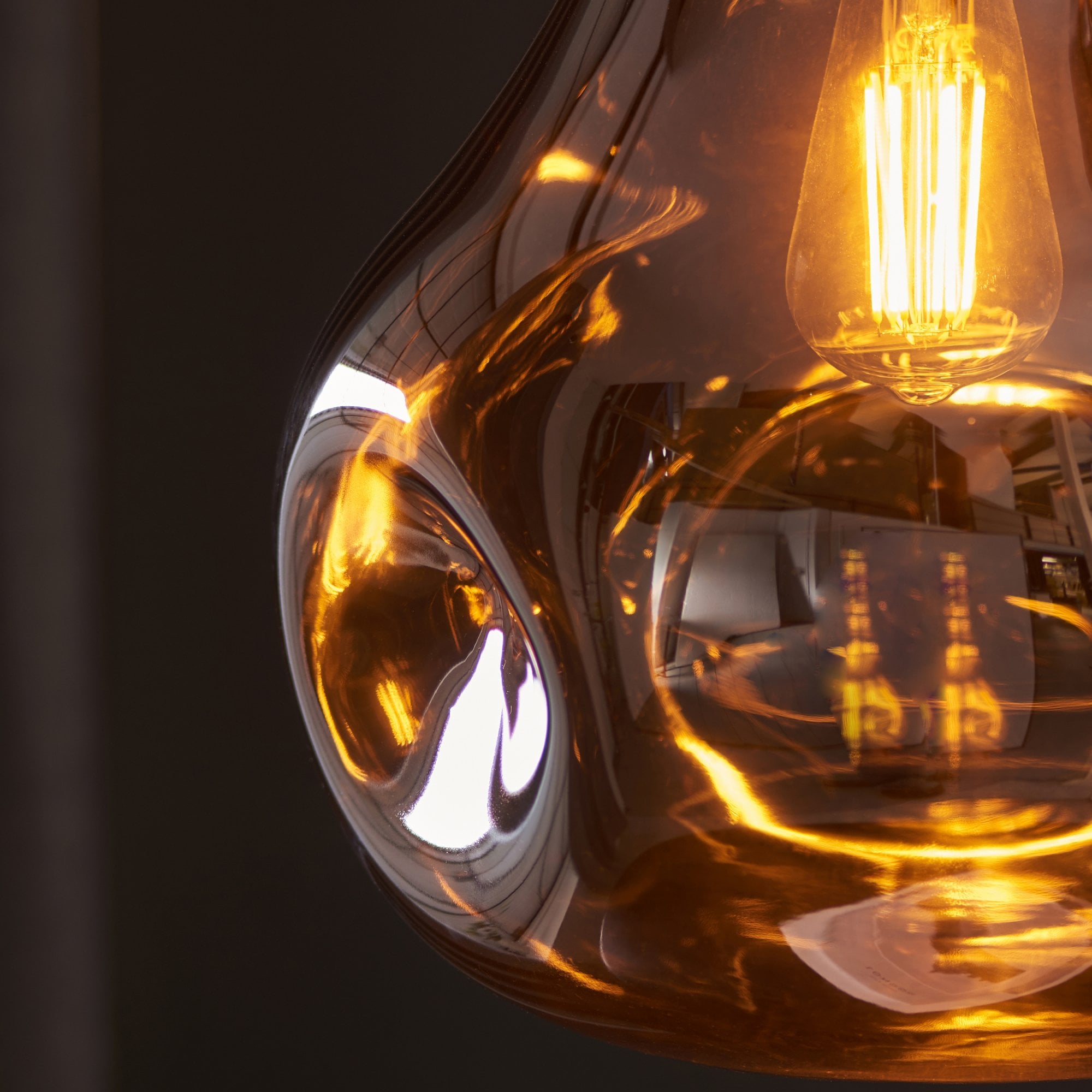 Endon Dent Large Glass Ceiling Pendant - Metallic Copper