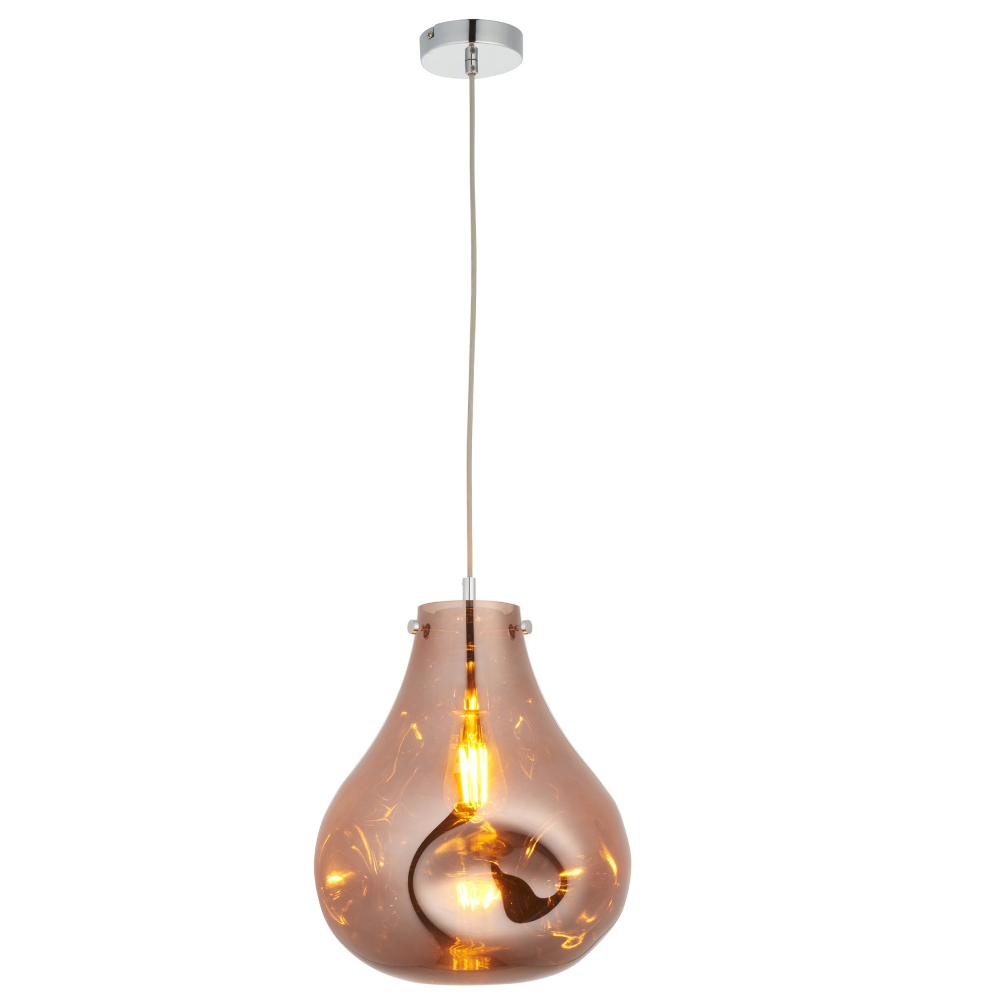 Endon Dent Large Glass Ceiling Pendant - Metallic Copper