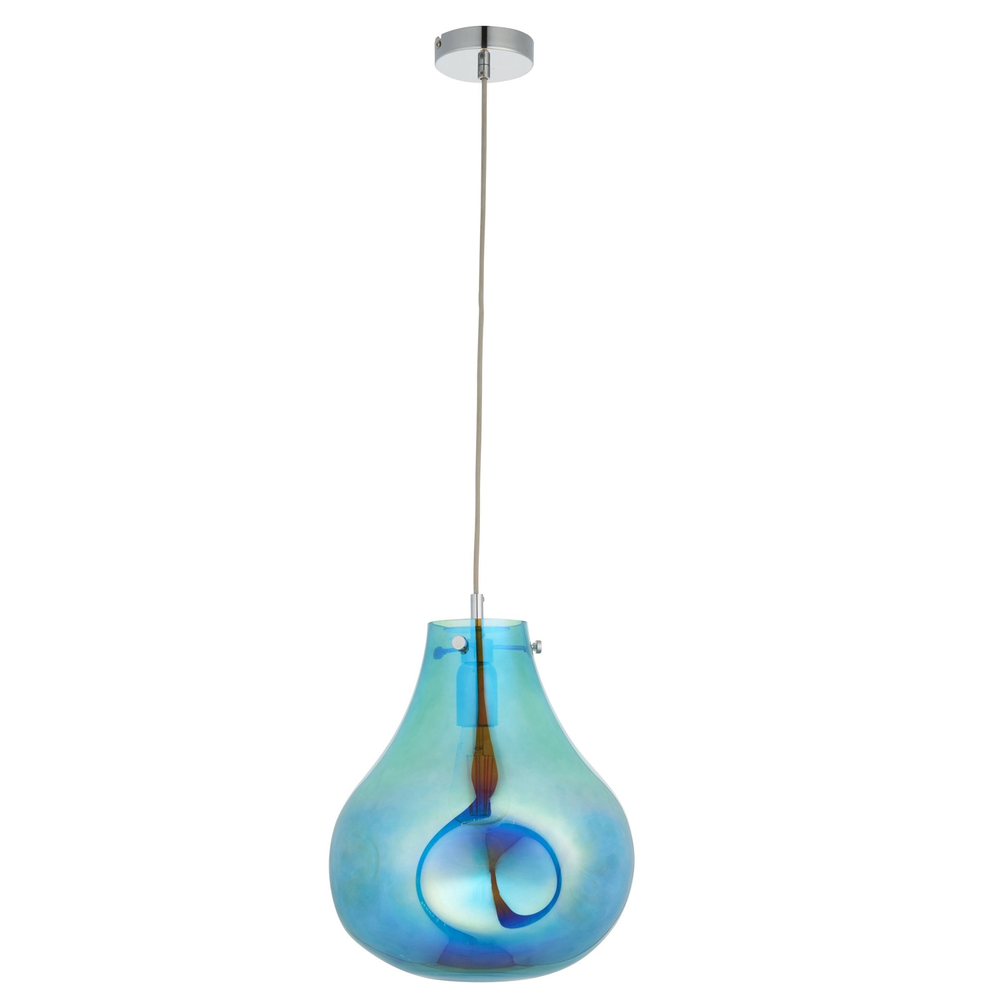 Endon Dent Large Glass Ceiling Pendant - Metallic Petrol