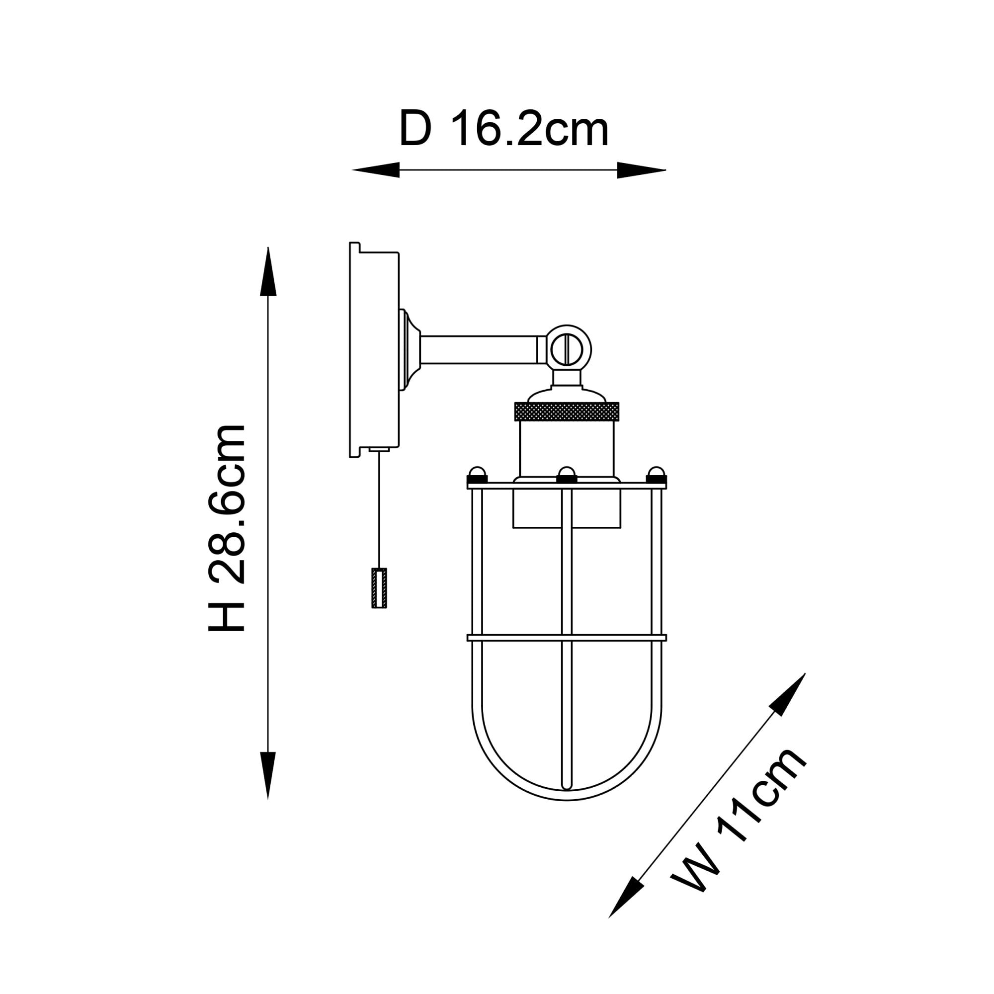 Endon Industrial Caged Single Wall Light - Antique Brass