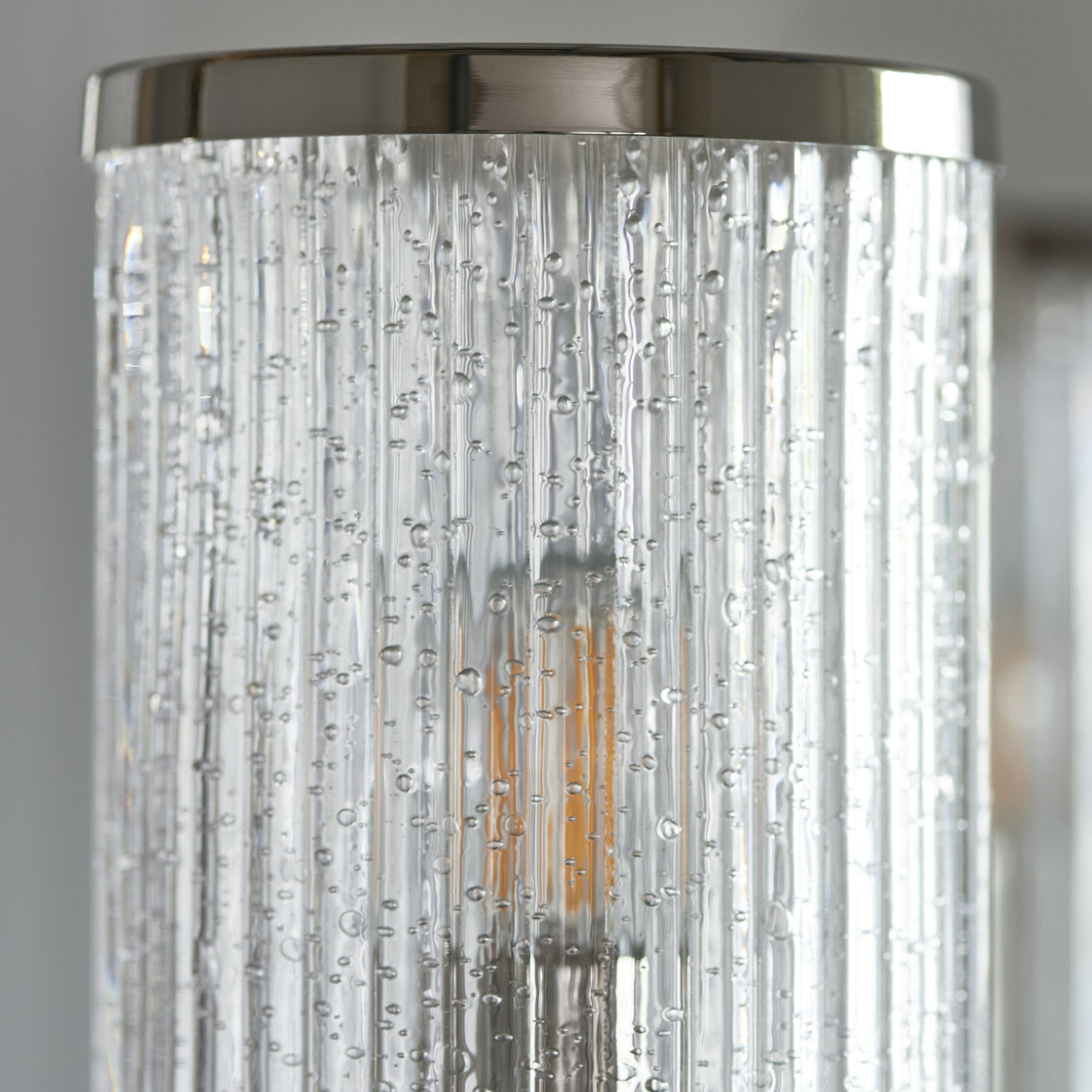 Endon Henbury 5 Light Ceiling Pendant - Bright Nickel & Ribbed Bubble Glass Shades