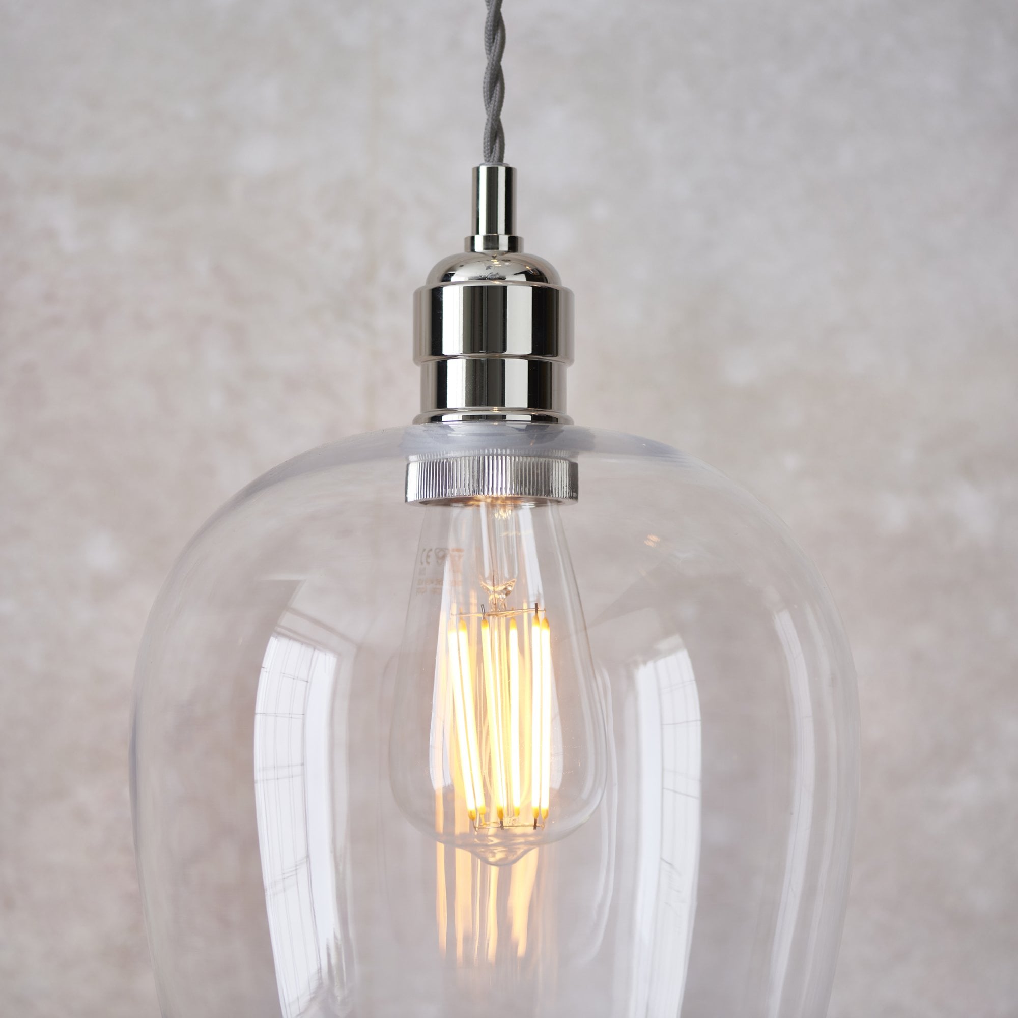 Utopia Walton Single Light Ceiling Pendant - Bright Nickel & Clear Glass