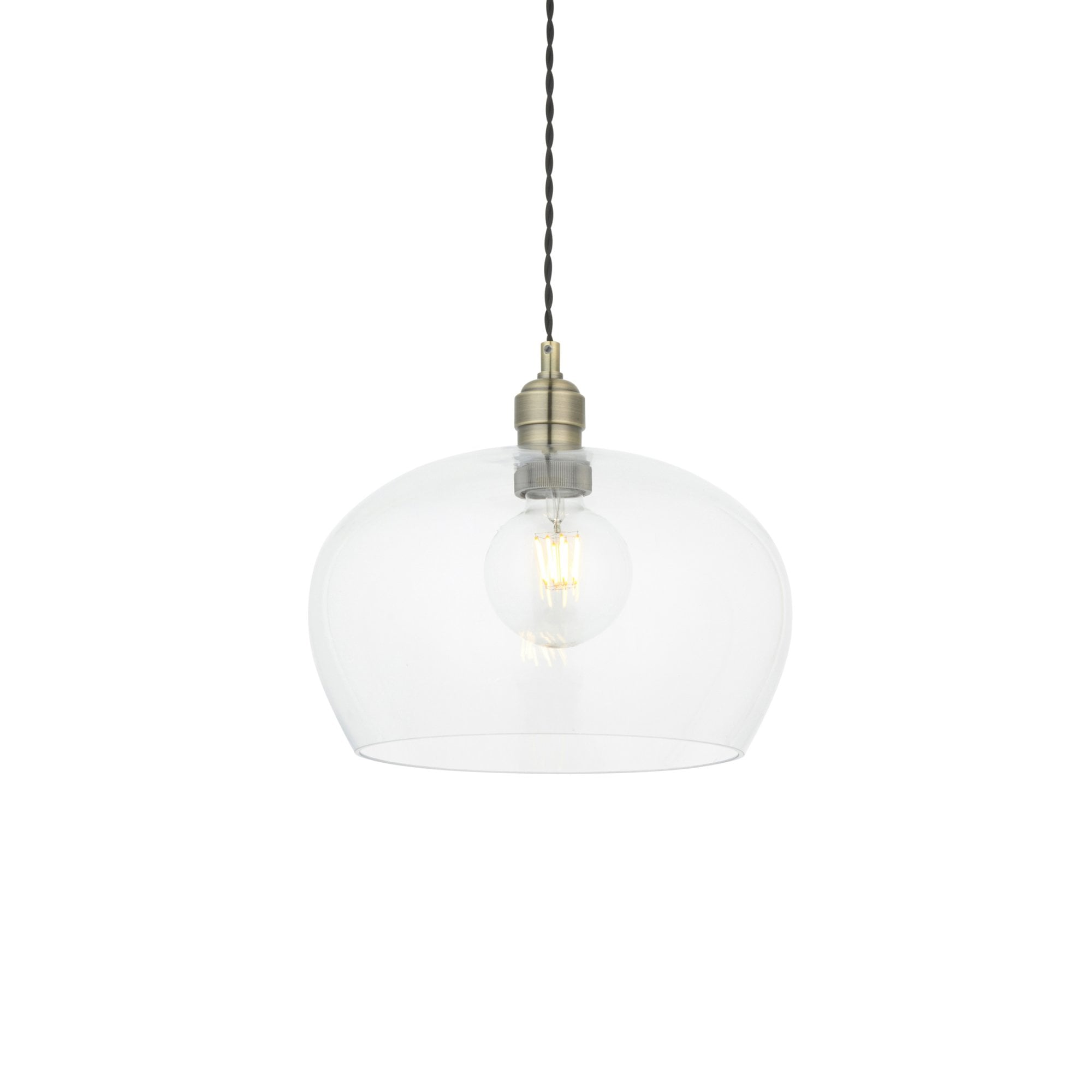 Utopia Walton Medium Ceiling Pendant - Antique Brass & Clear Glass