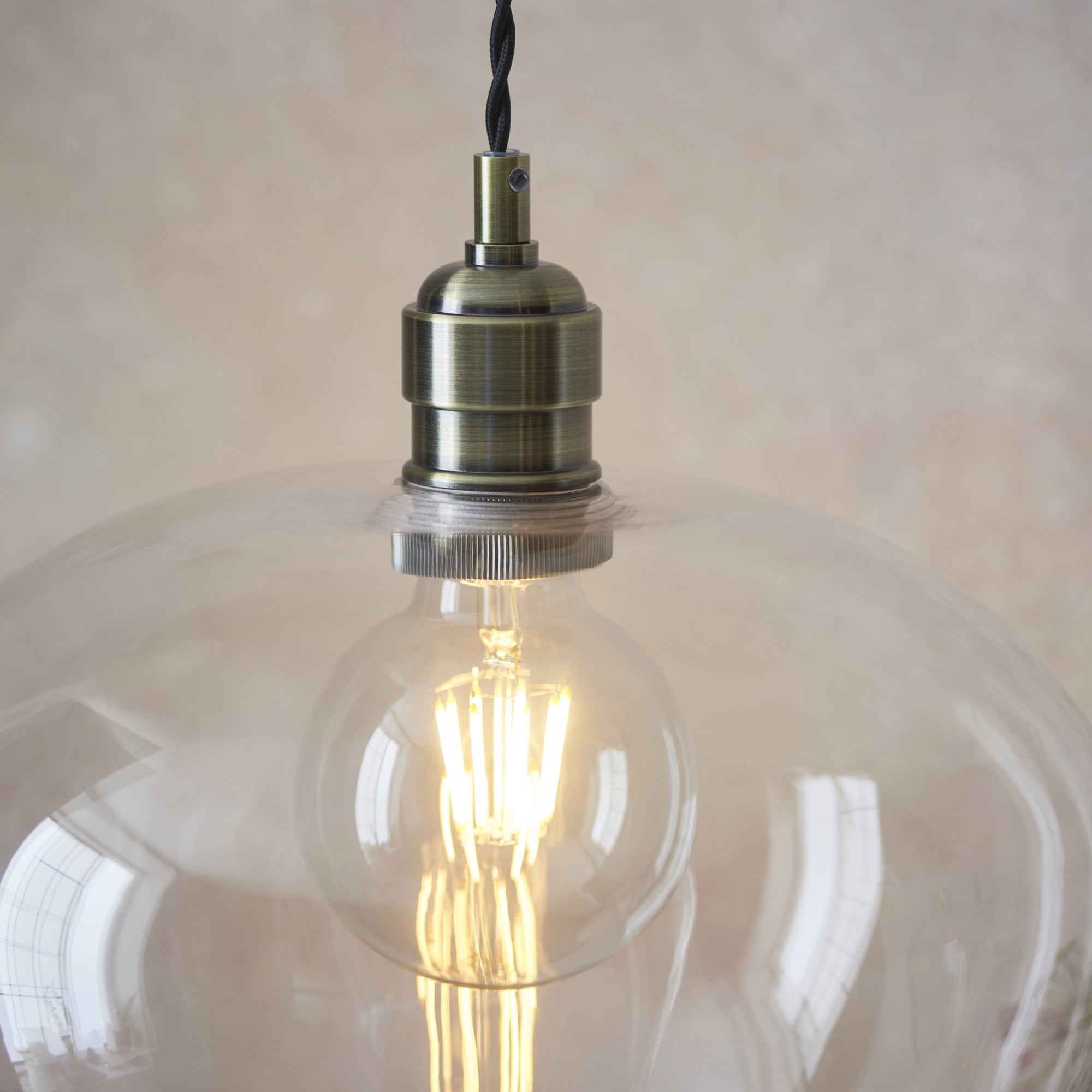 Utopia Walton Medium Ceiling Pendant - Antique Brass & Clear Glass