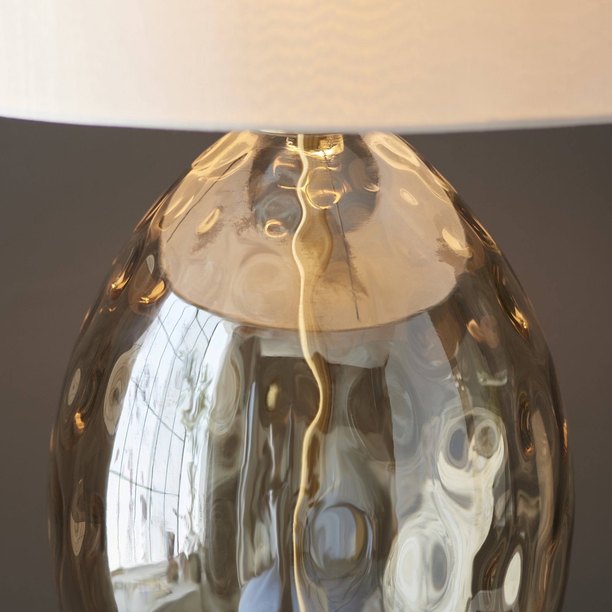 Endon Elin Dimple Touch Table Lamp - Satin Brass & Champagne Lustre Glass
