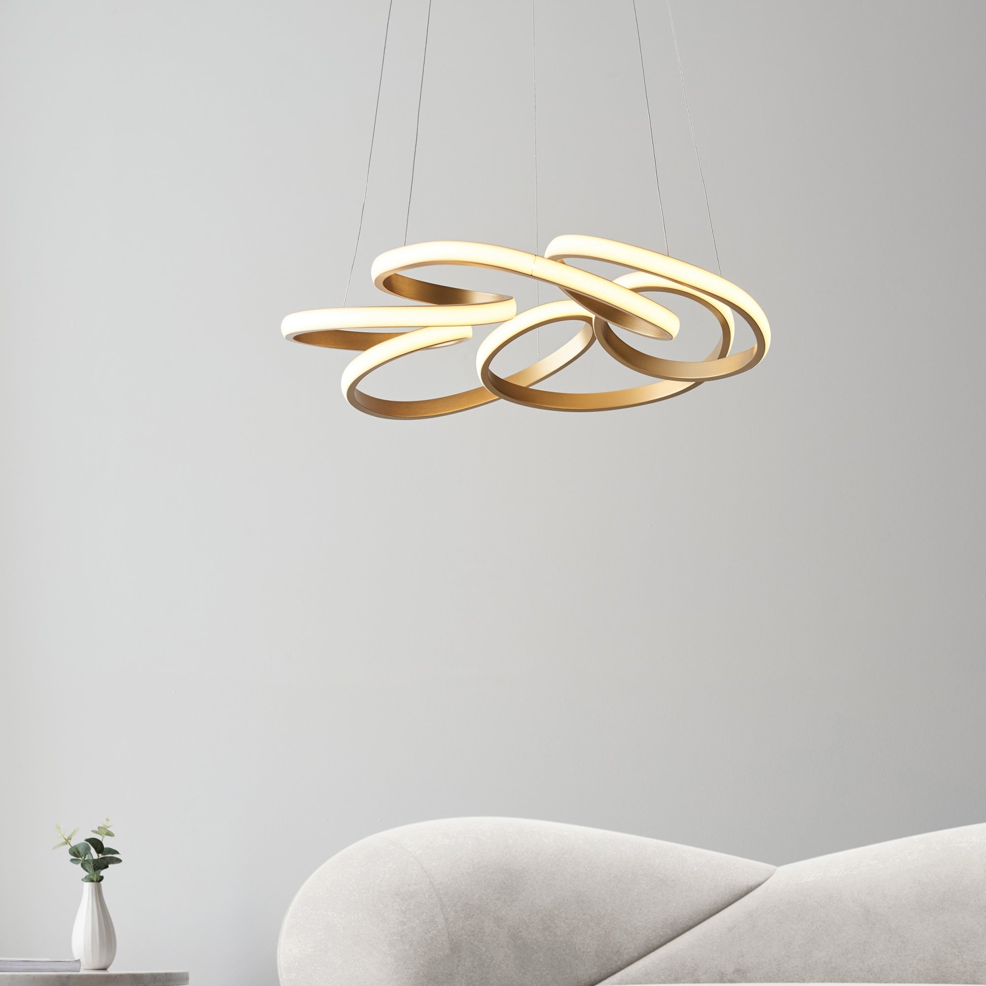 Utopia Whirl Multi Spiral LED Ceiling Pendant - Satin Gold