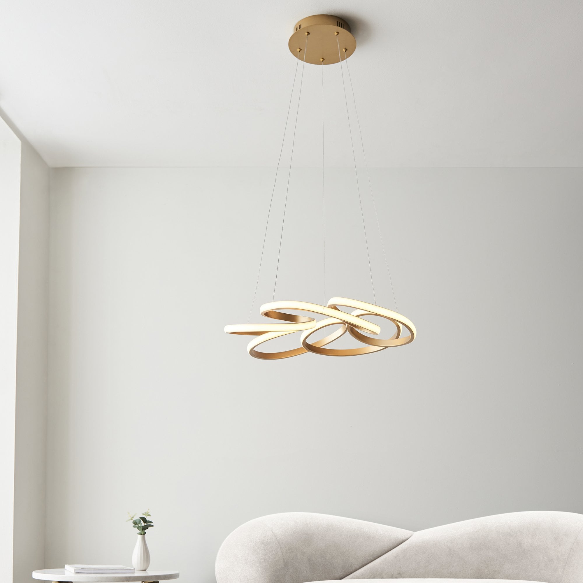 Utopia Whirl Multi Spiral LED Ceiling Pendant - Satin Gold
