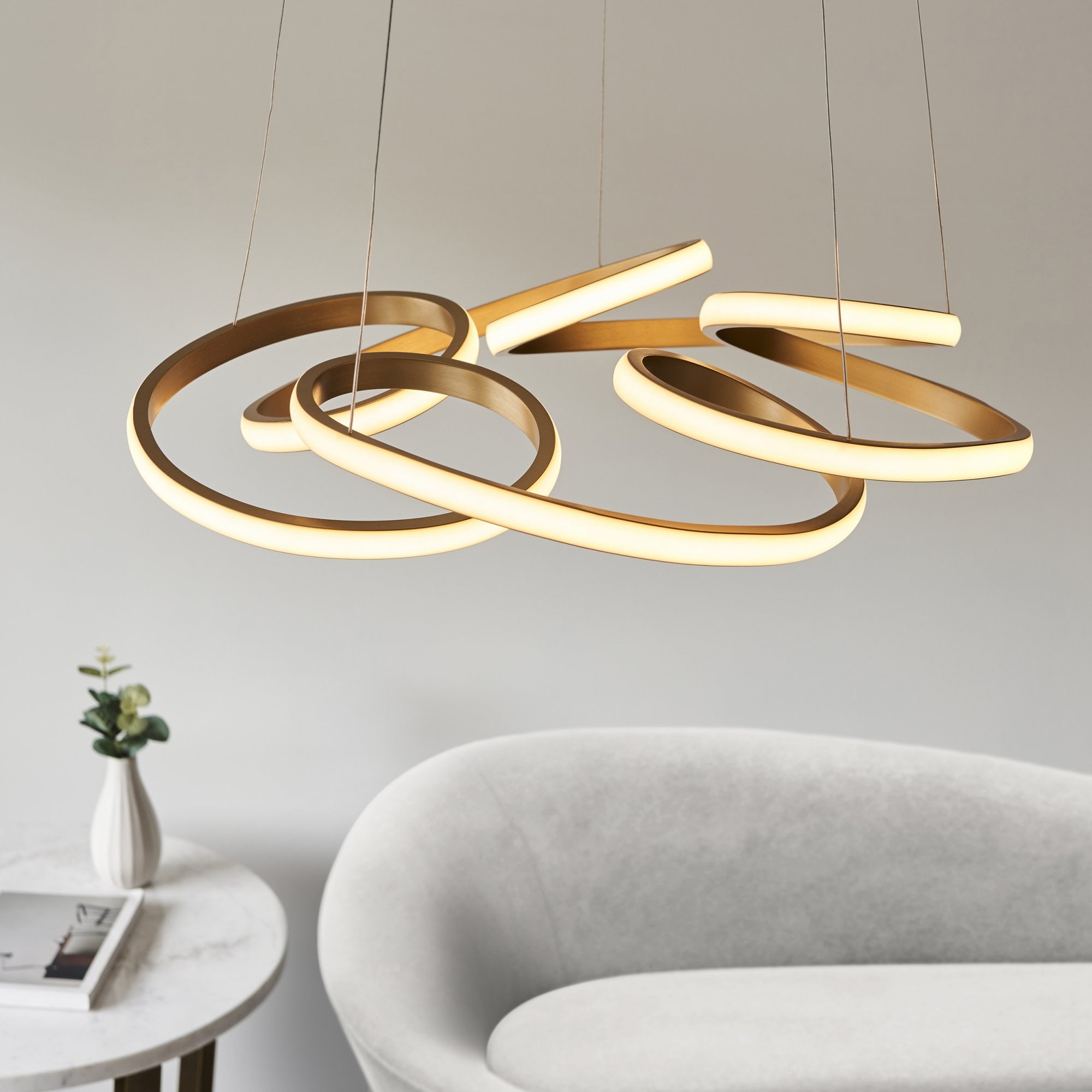 Utopia Whirl Multi Spiral LED Ceiling Pendant - Satin Gold