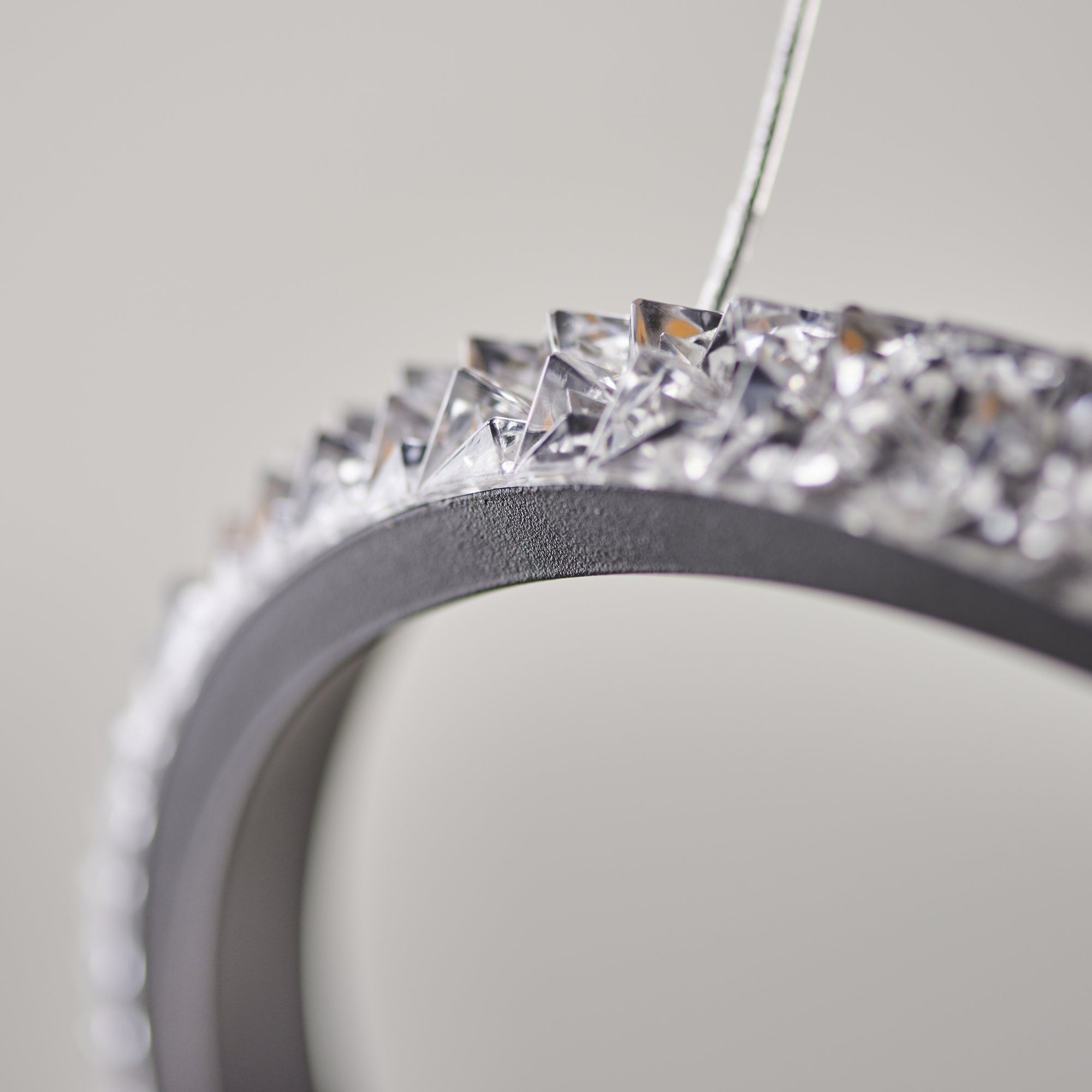 Endon Francisca Embellished Ceiling Pendant - Textured Black & Clear Faceted Detail