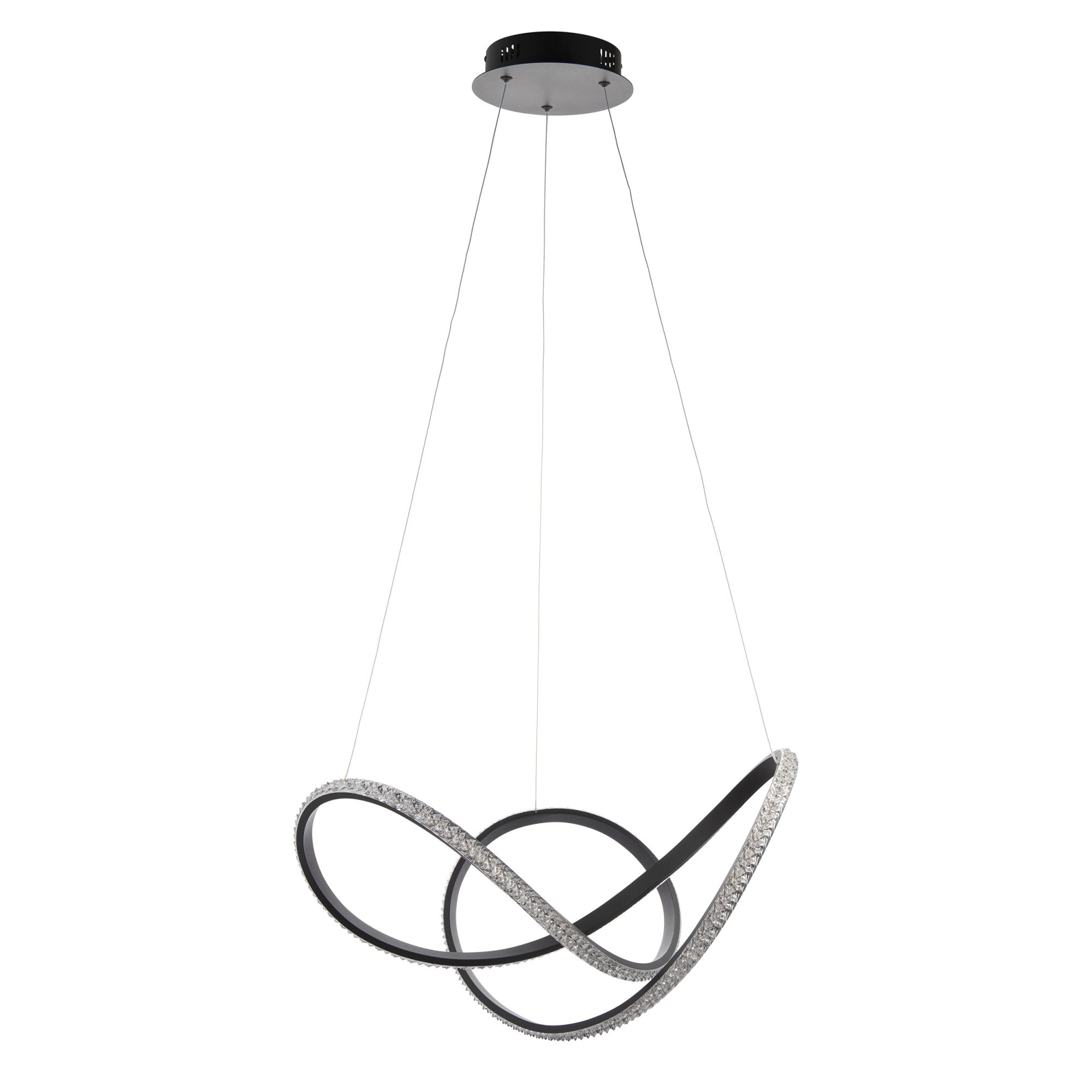 Endon Francisca Embellished Ceiling Pendant - Textured Black & Clear Faceted Detail