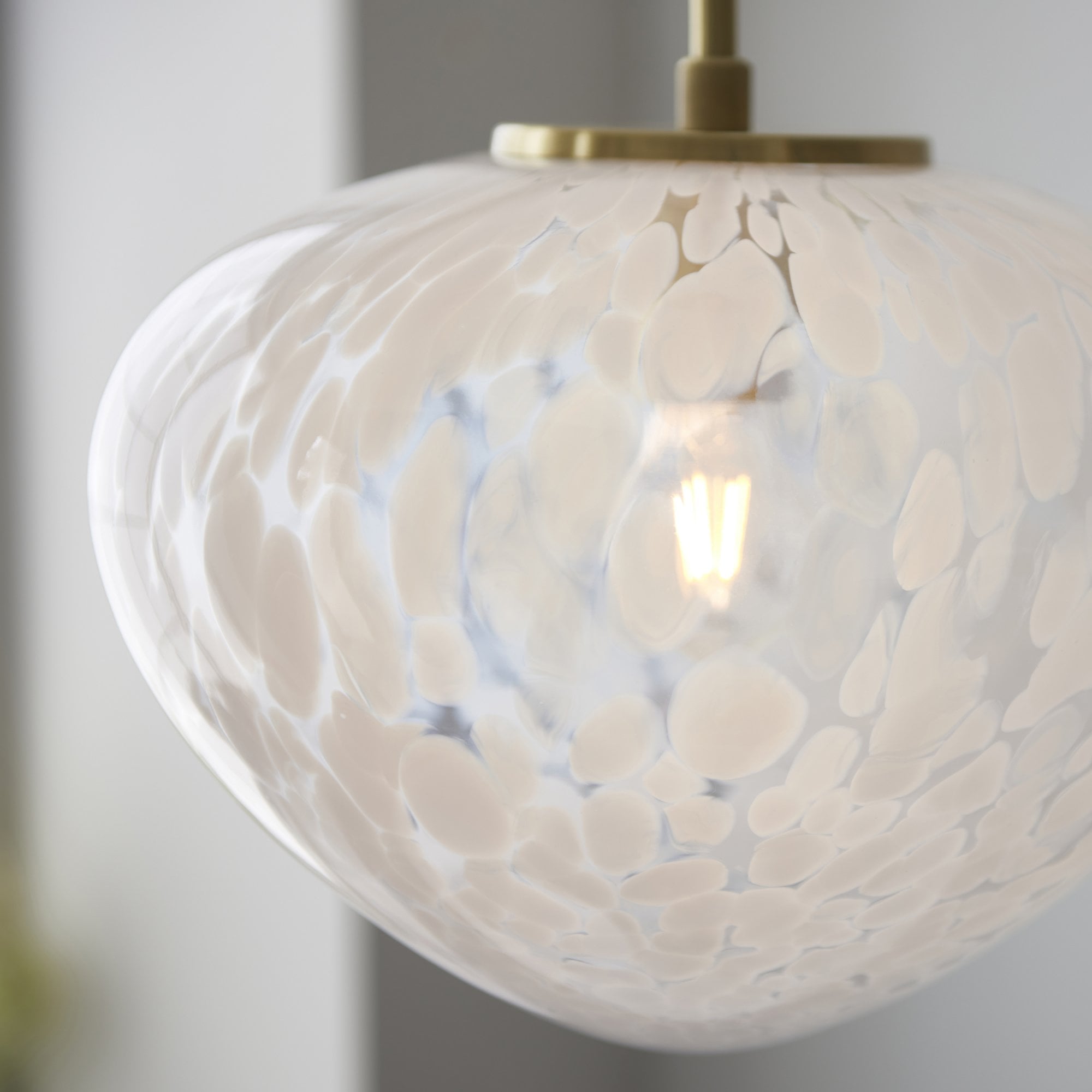 Endon Mali Single Light Pendant - Satin Brass & White Confetti