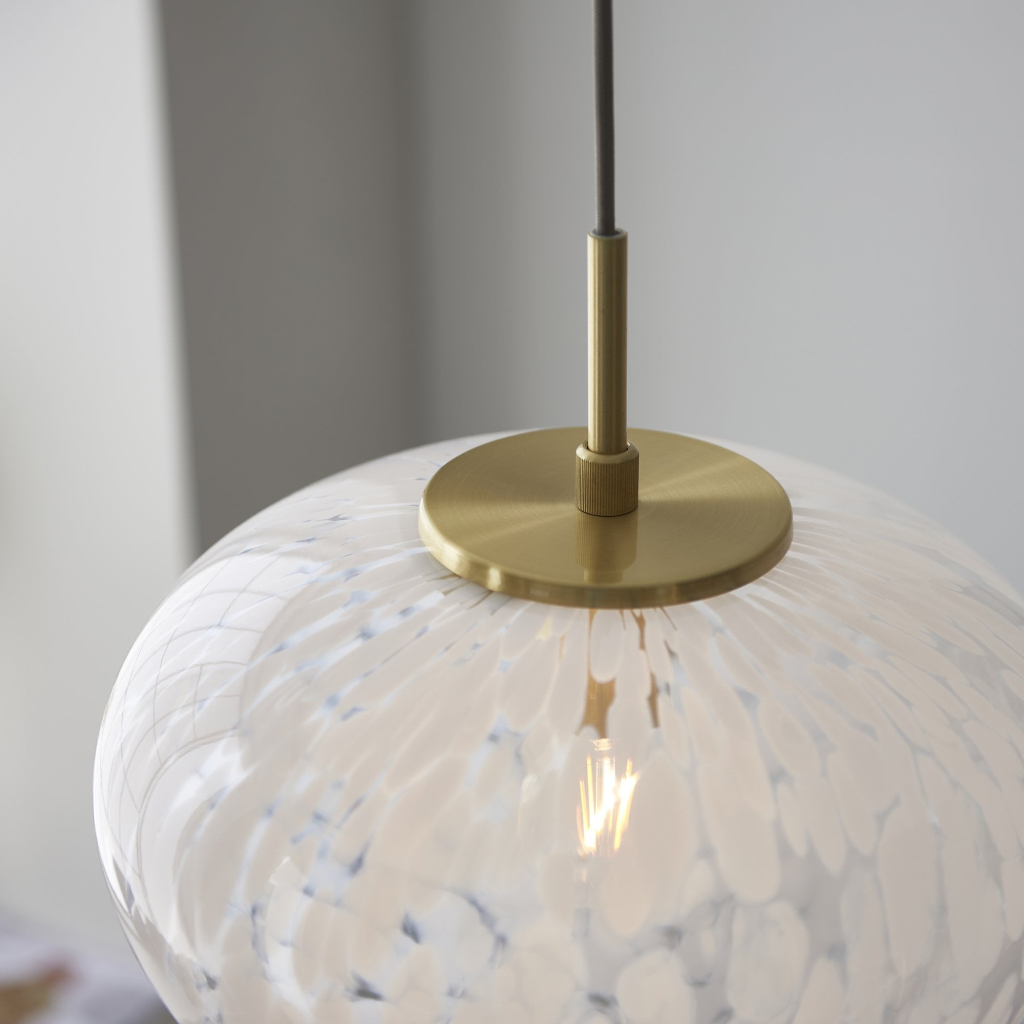 Endon Mali Single Light Pendant - Satin Brass & White Confetti