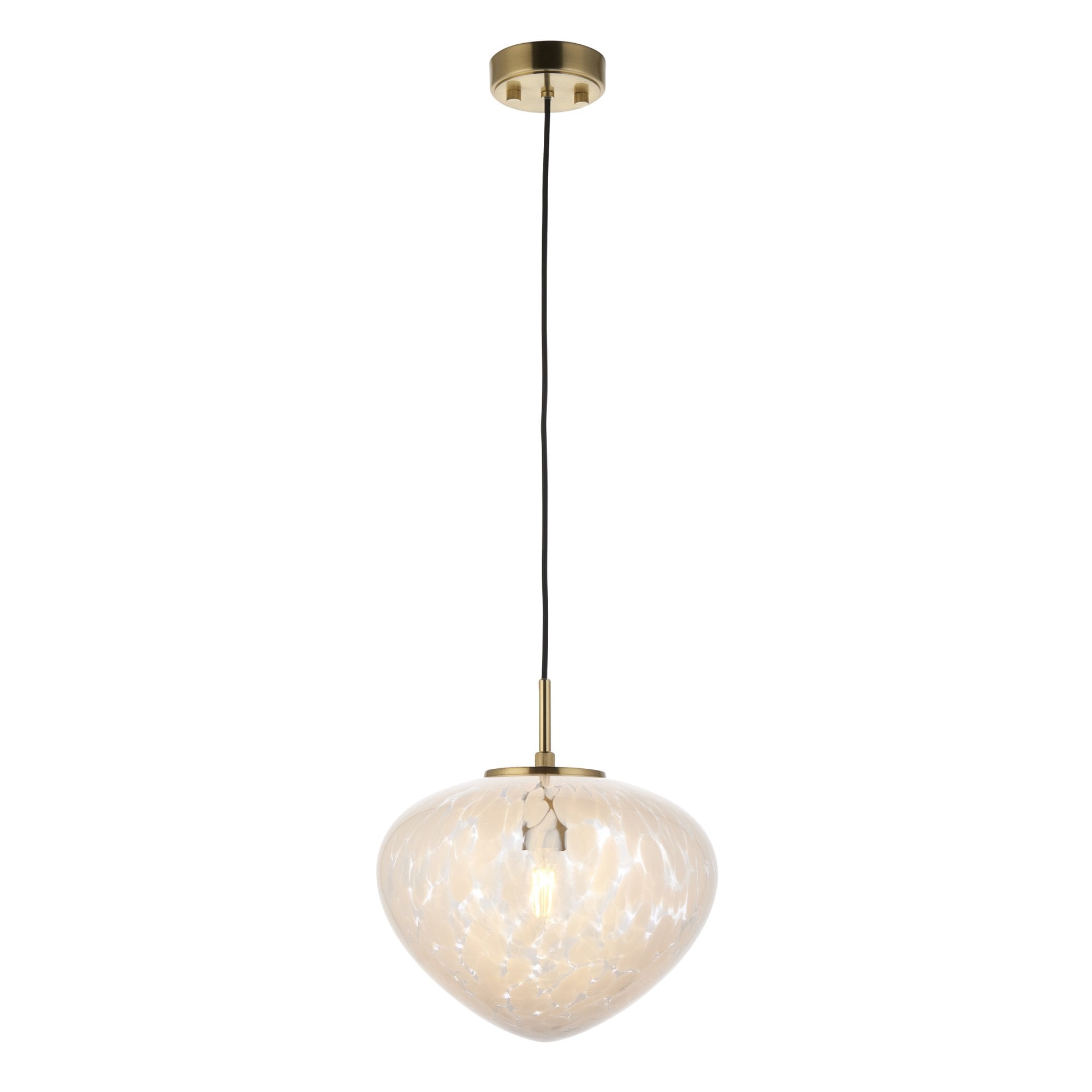 Endon Mali Single Light Pendant - Satin Brass & White Confetti