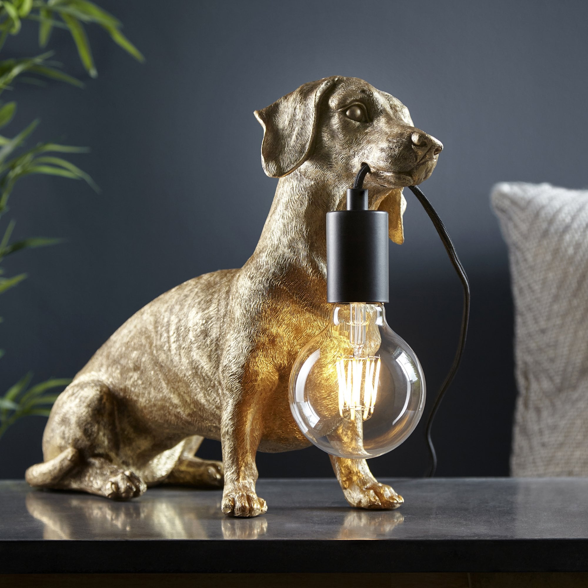 Endon Slinky The Dachshund Table Lamp - Vintage Gold