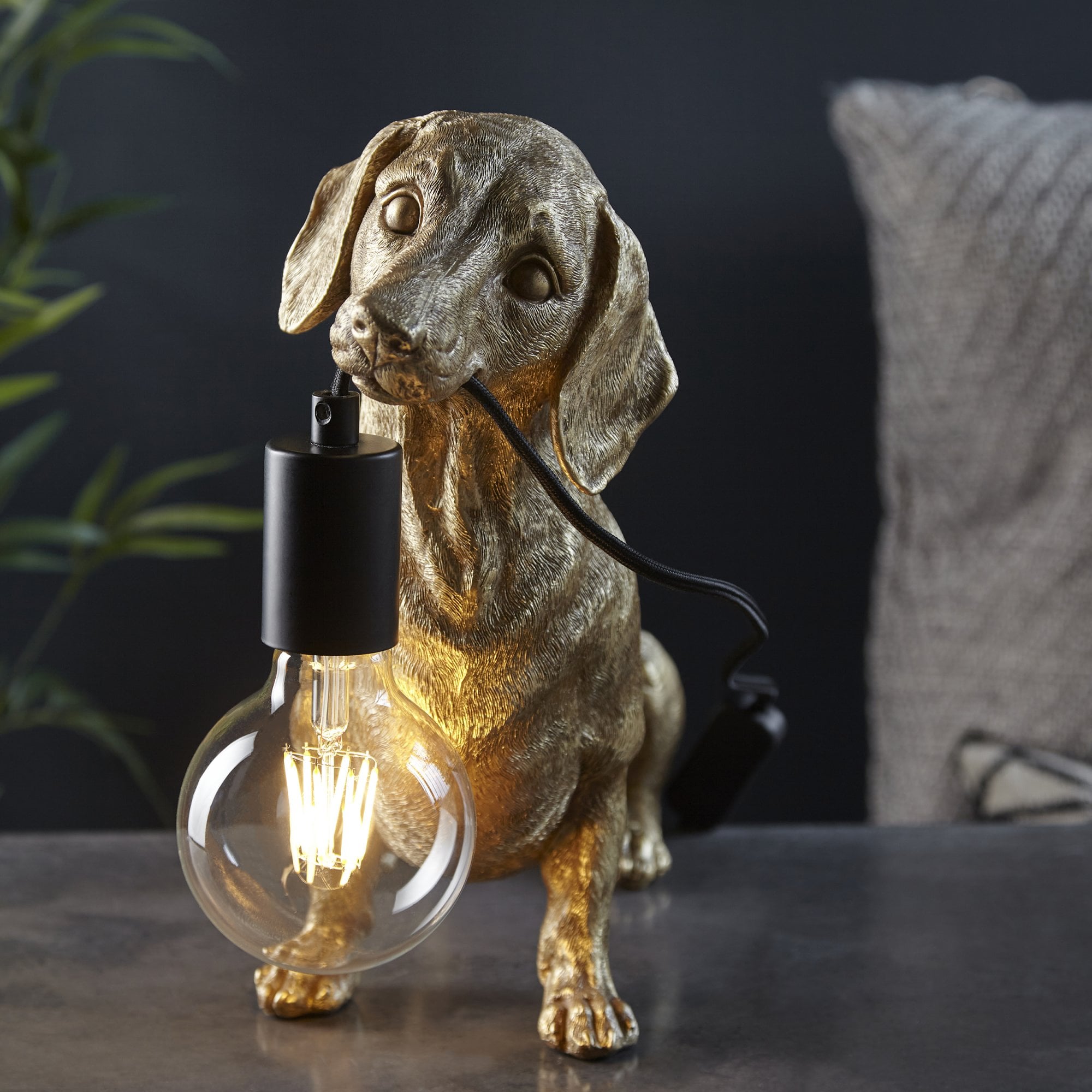 Endon Slinky The Dachshund Table Lamp - Vintage Gold