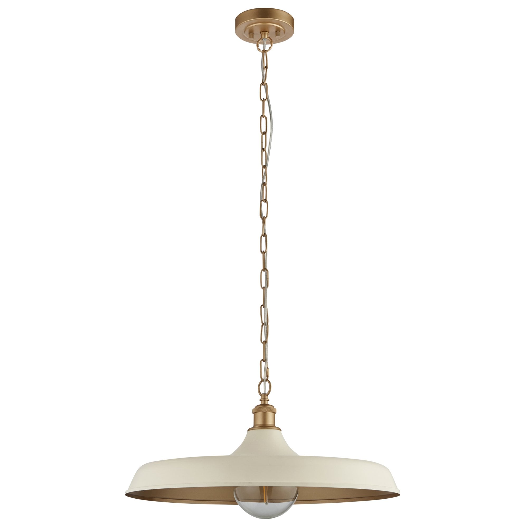 Utopia Vogue Mid Century Single Pendant Light - Matt Warm White & Satin Gold