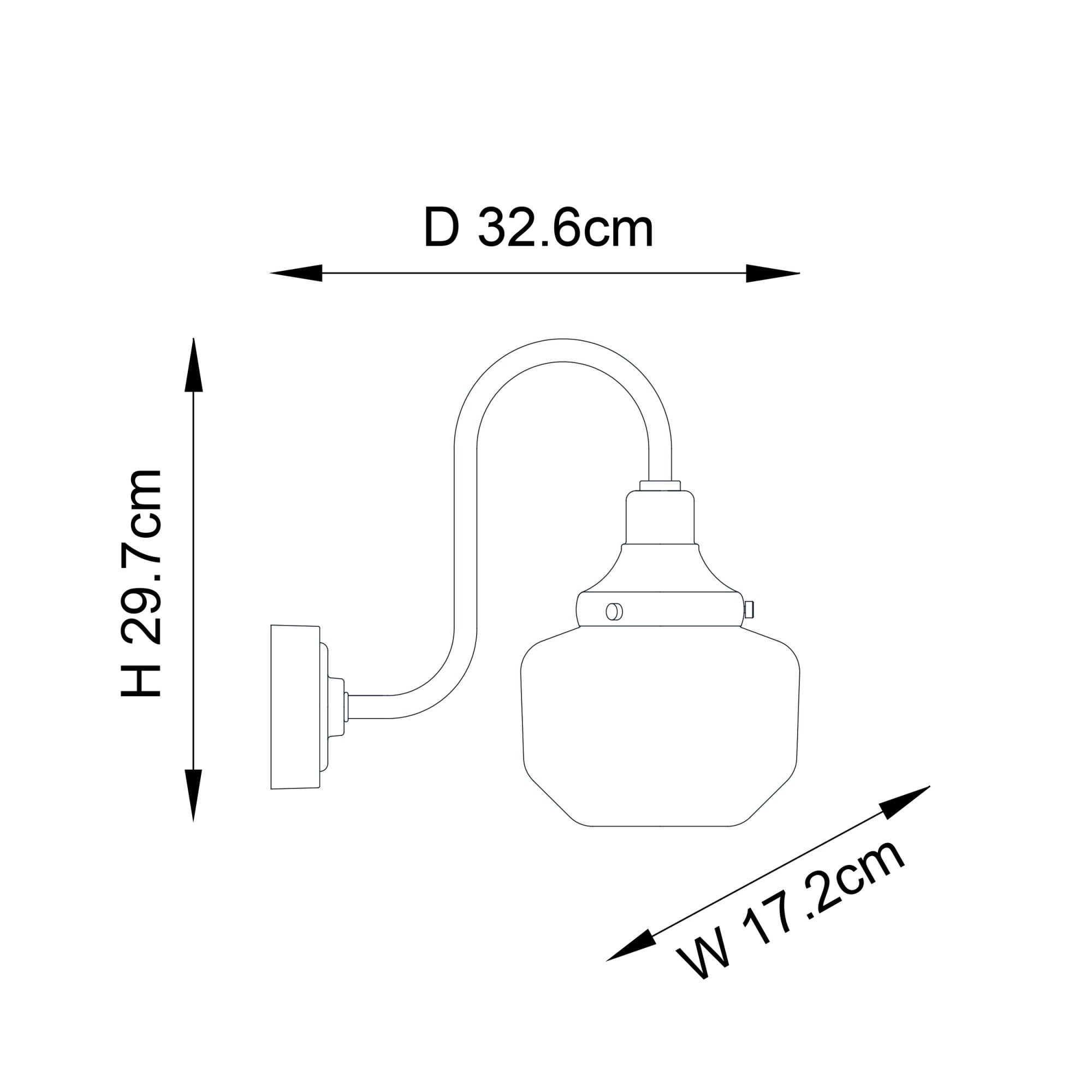 Endon Amble Swan Neck Single Wall Light - Aged Pewter & Clear Glass