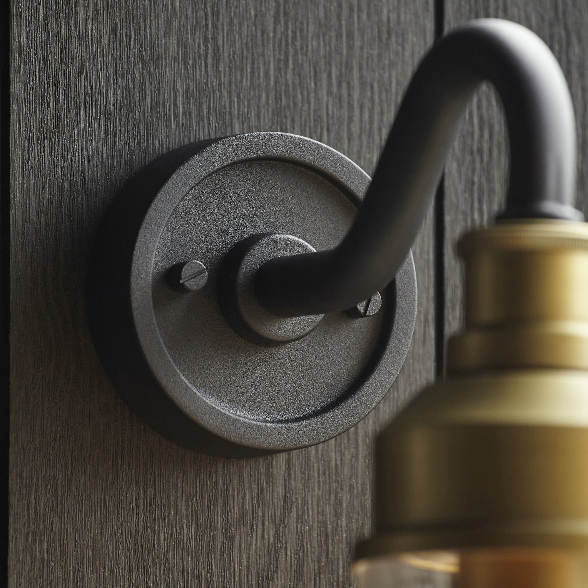 Utopia Frontier Curved Arm Wall Light - Matt Antique Brass & Clear Glass