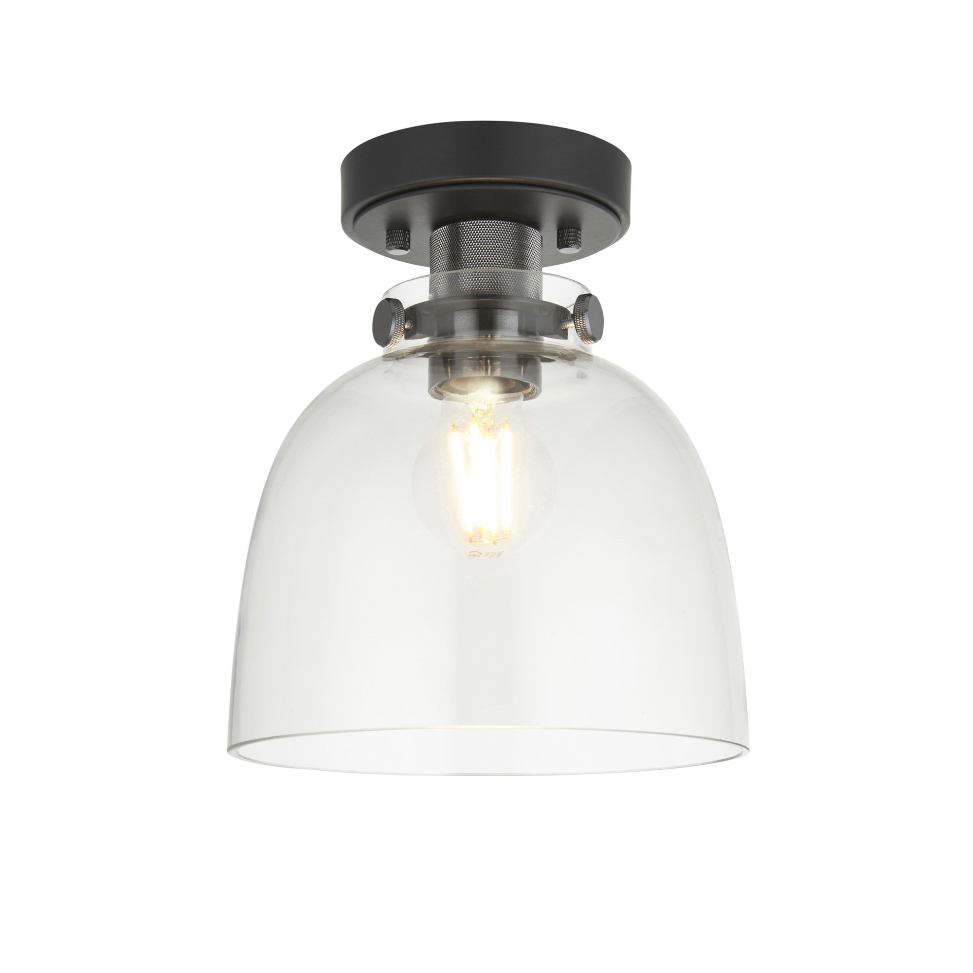 Endon Cupola Flush Ceiling Light - Black Chrome & Tinted Glass