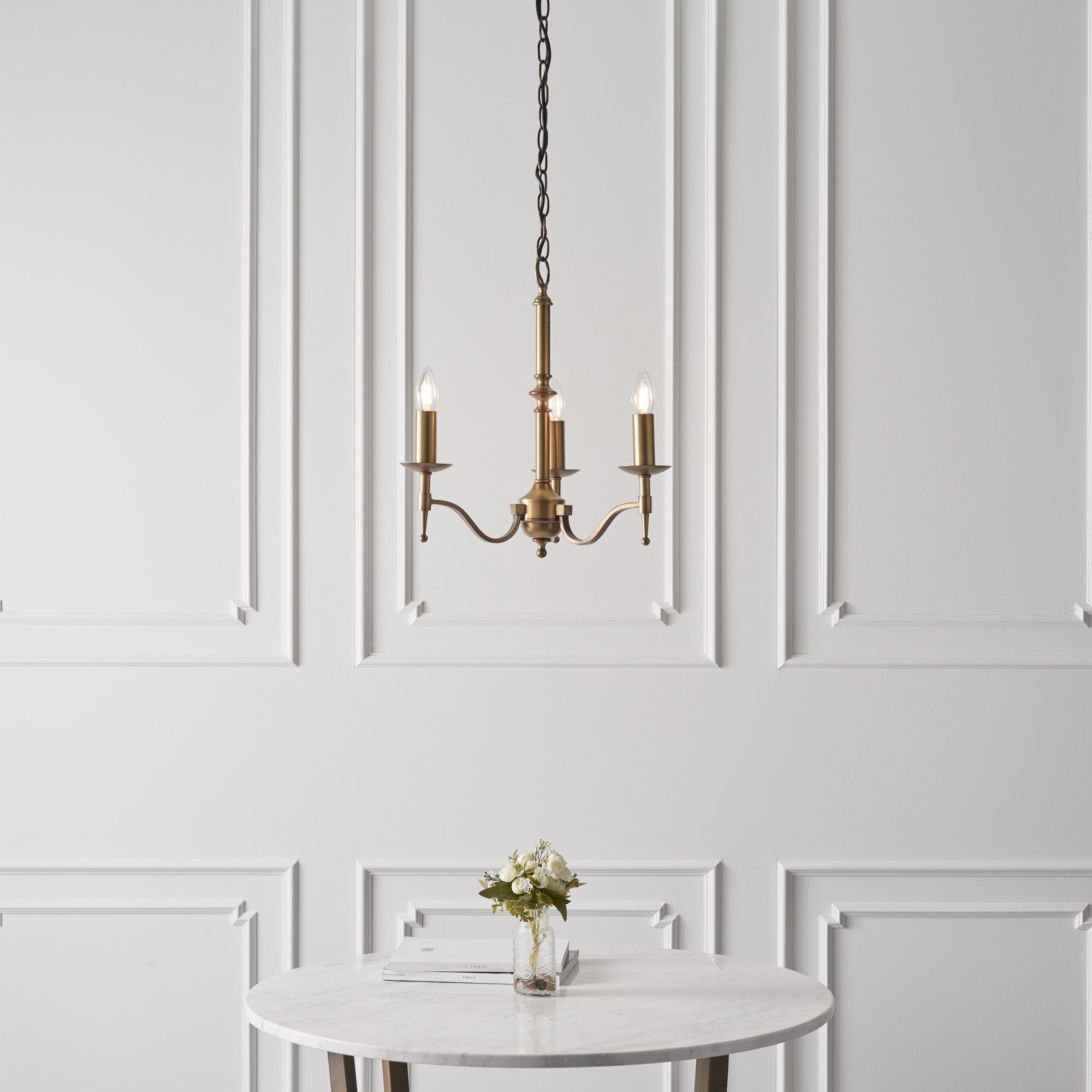 Interiors 1900 Stanford 3 Light Pendant - Antique Brass