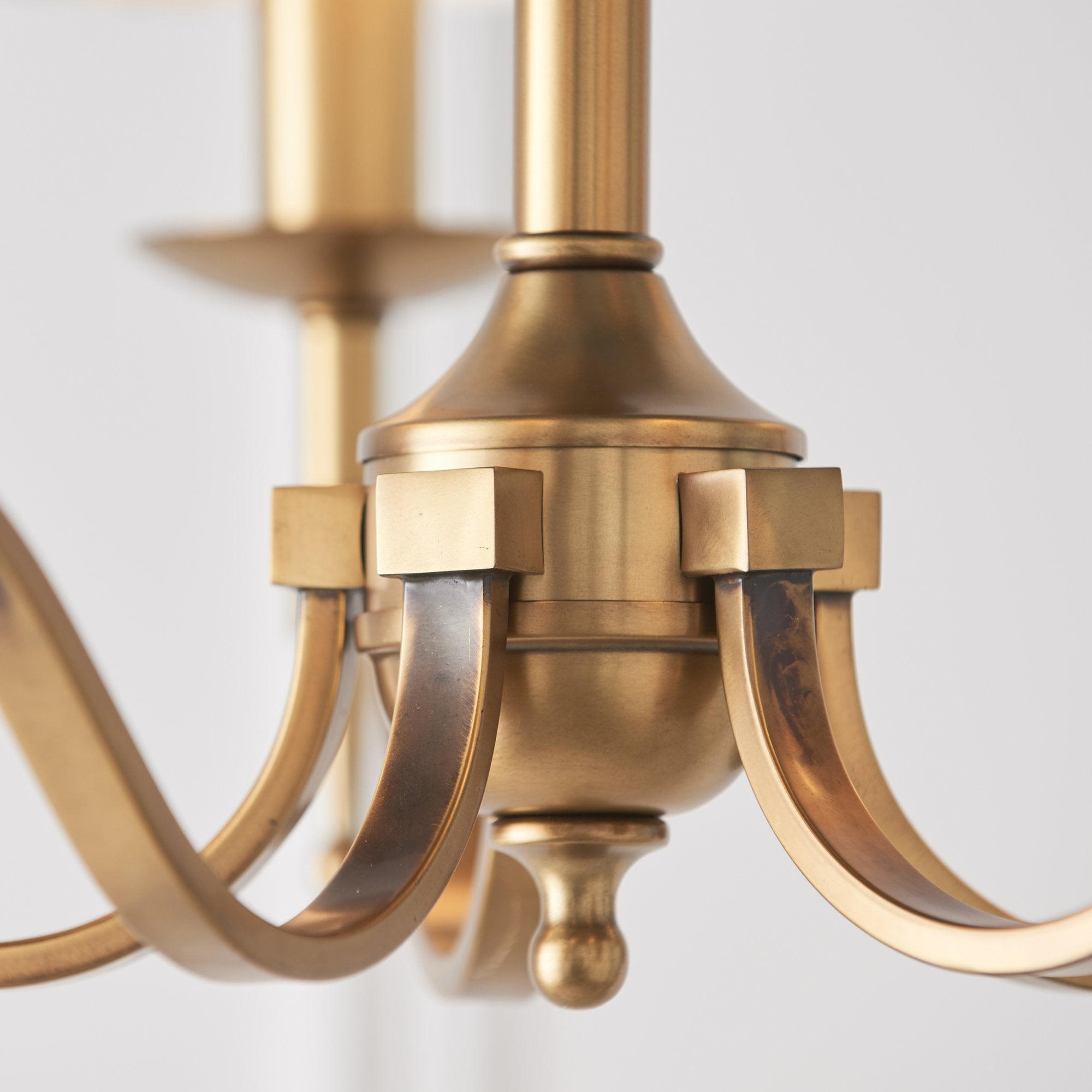 Interiors 1900 Stanford 5 Light Pendant - Antique Brass & Beige Organza Shades