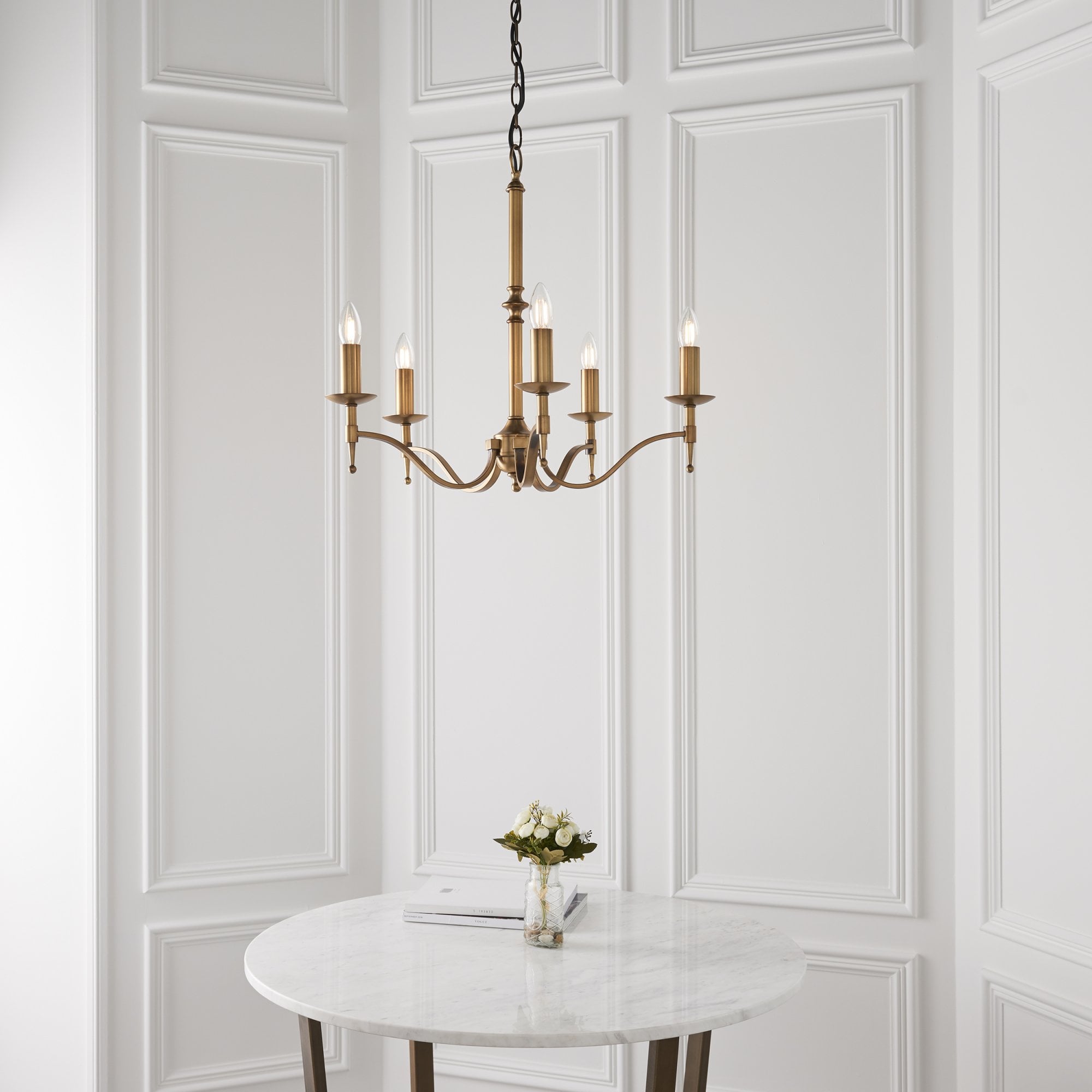 Interiors 1900 Stanford 5 Light Pendant - Antique Brass