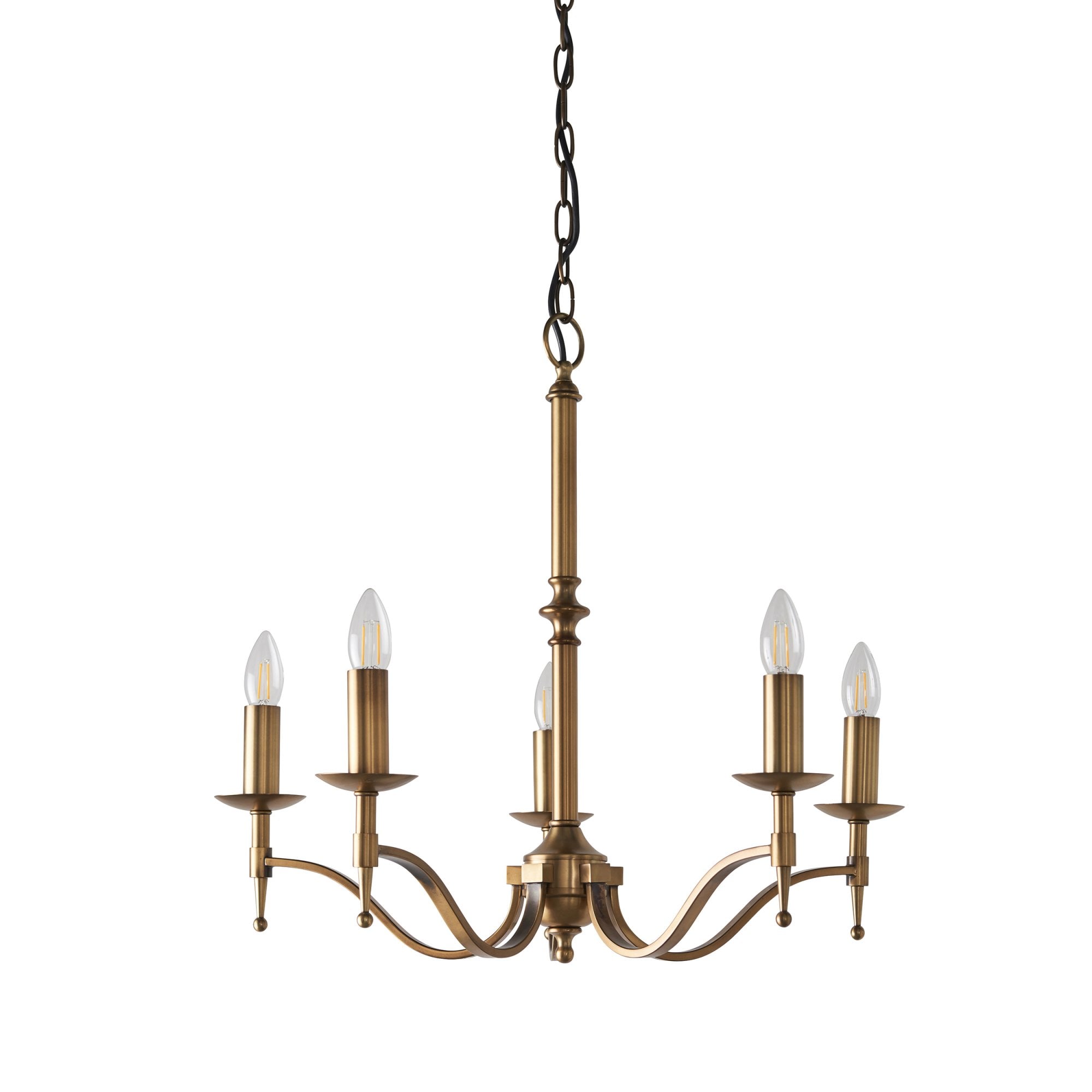 Interiors 1900 Stanford 5 Light Pendant - Antique Brass
