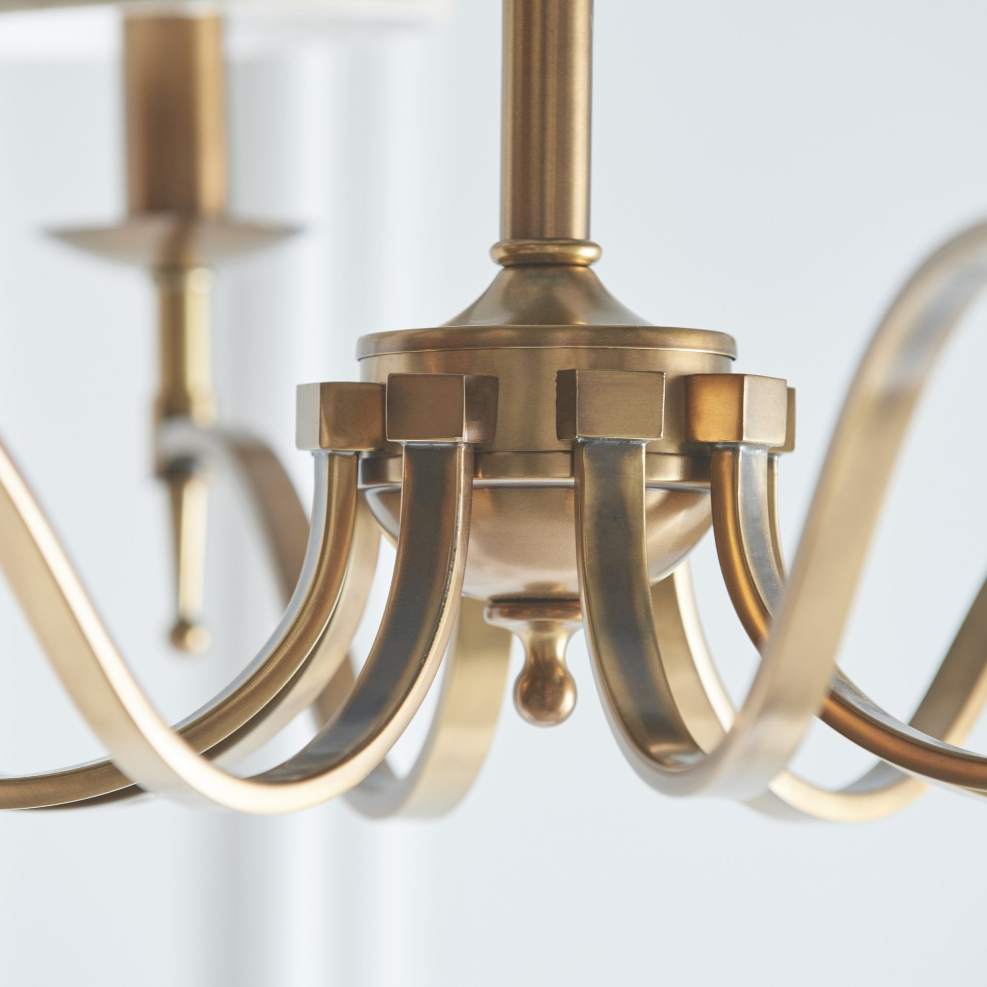 Interiors 1900 Stanford 8 Light Pendant - Antique Brass & Beige Organza Shades