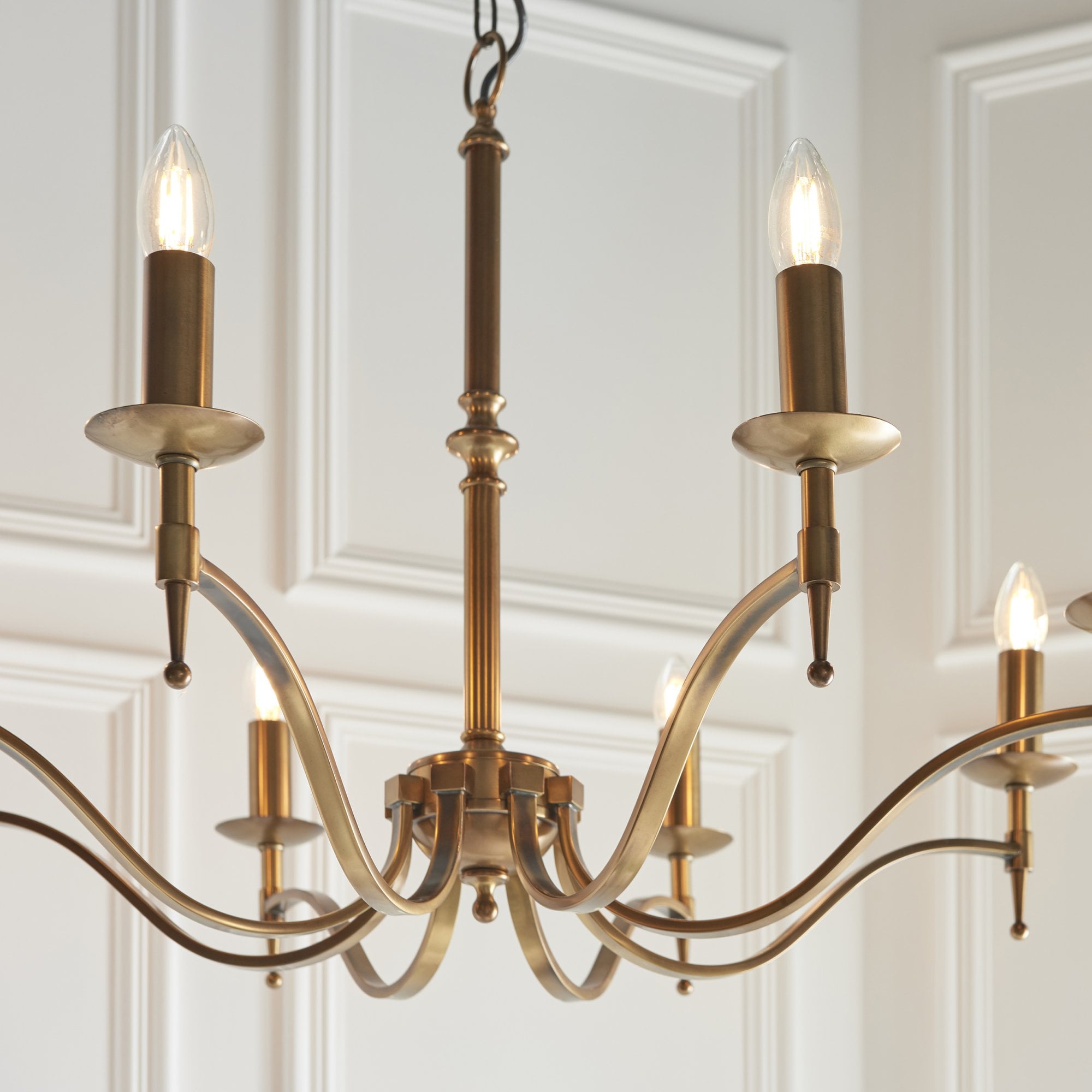 Interiors 1900 Stanford 8 Light Pendant - Antique Brass