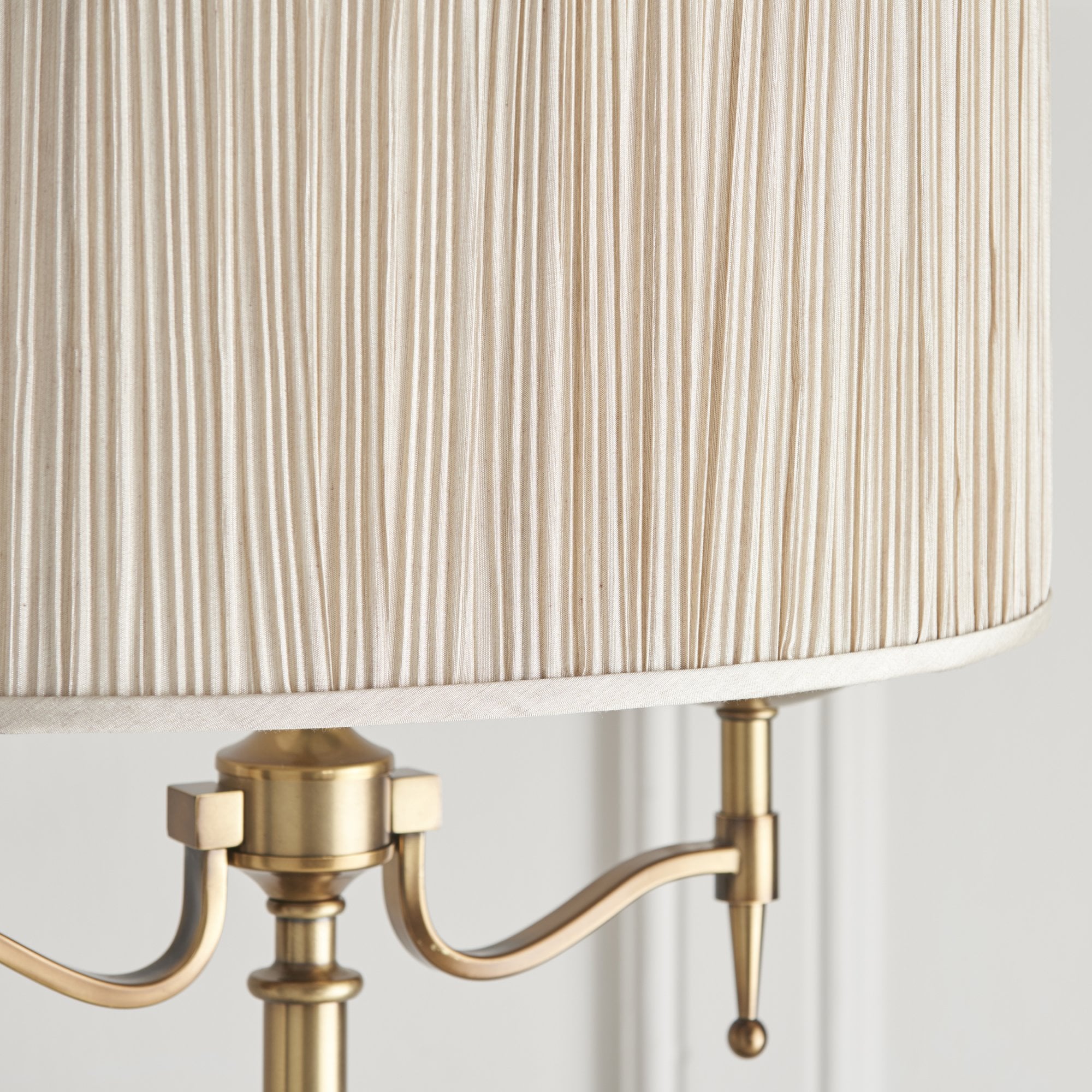 Interiors 1900 Stanford Floor Lamp - Antique Brass & Beige Shade