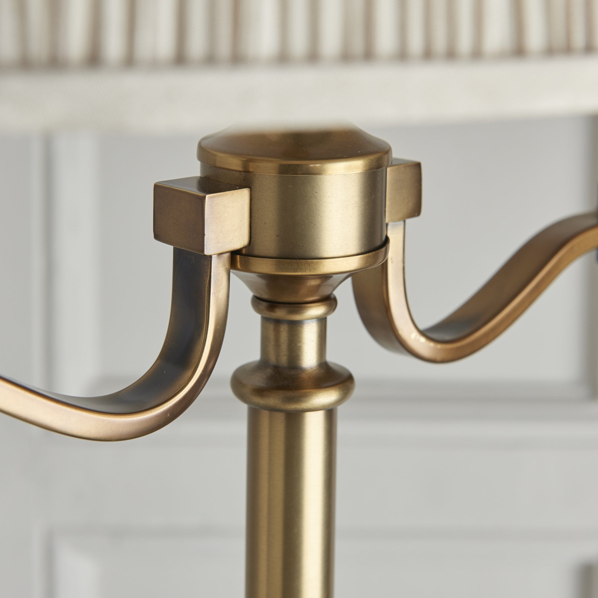 Interiors 1900 Stanford Floor Lamp - Antique Brass & Beige Shade