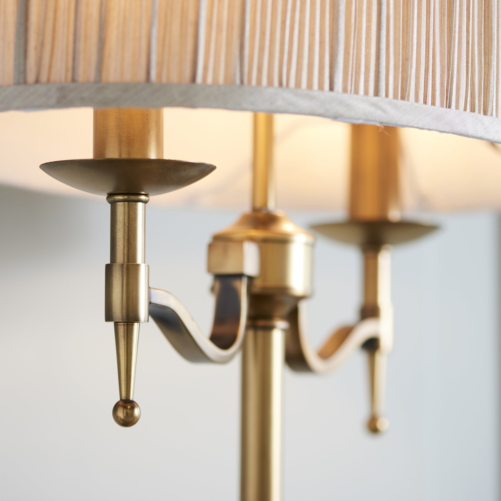 Interiors 1900 Stanford Table Lamp - Antique Brass & Beige Shade