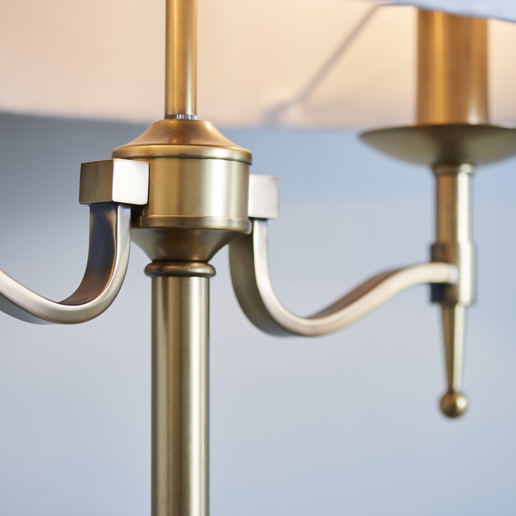 Interiors 1900 Stanford Table Lamp - Antique Brass & Beige Shade