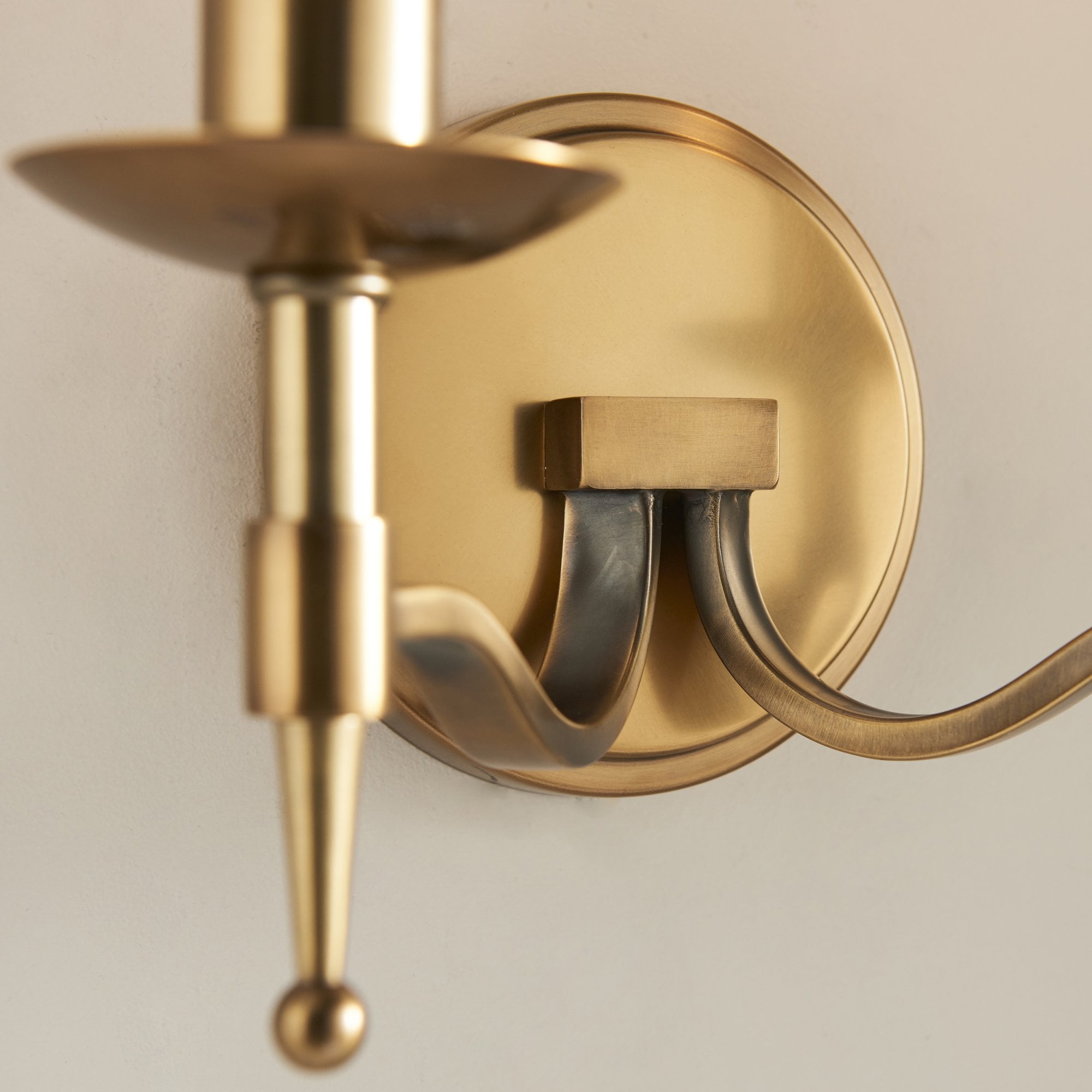 Interiors 1900 Stanford 2 Light Wall Light - Antique Brass & Beige Organza Shades