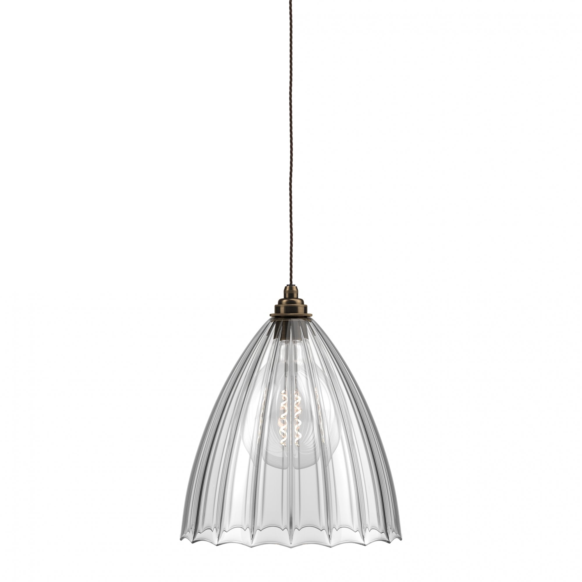 Fritz Fryer Ledbury Ribbed Glass Pendant Light - XL (Various Colour Options)