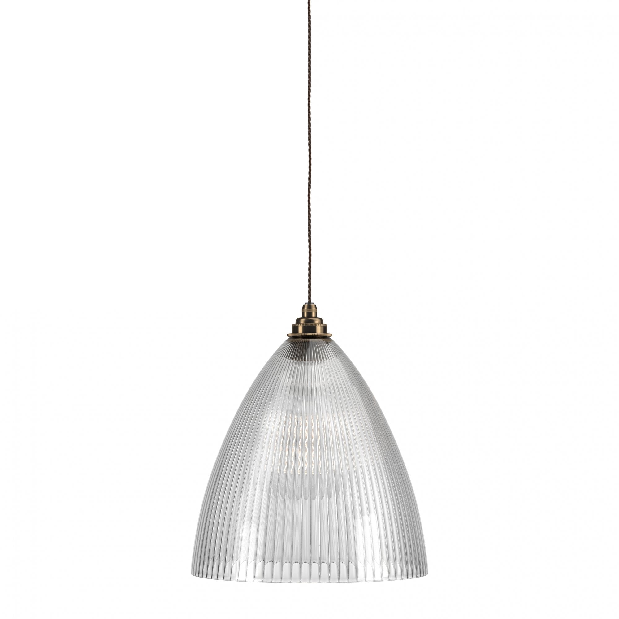Fritz Fryer Ledbury Skinny Ribbed Glass  Pendant Light - XL (Various Colour Options)