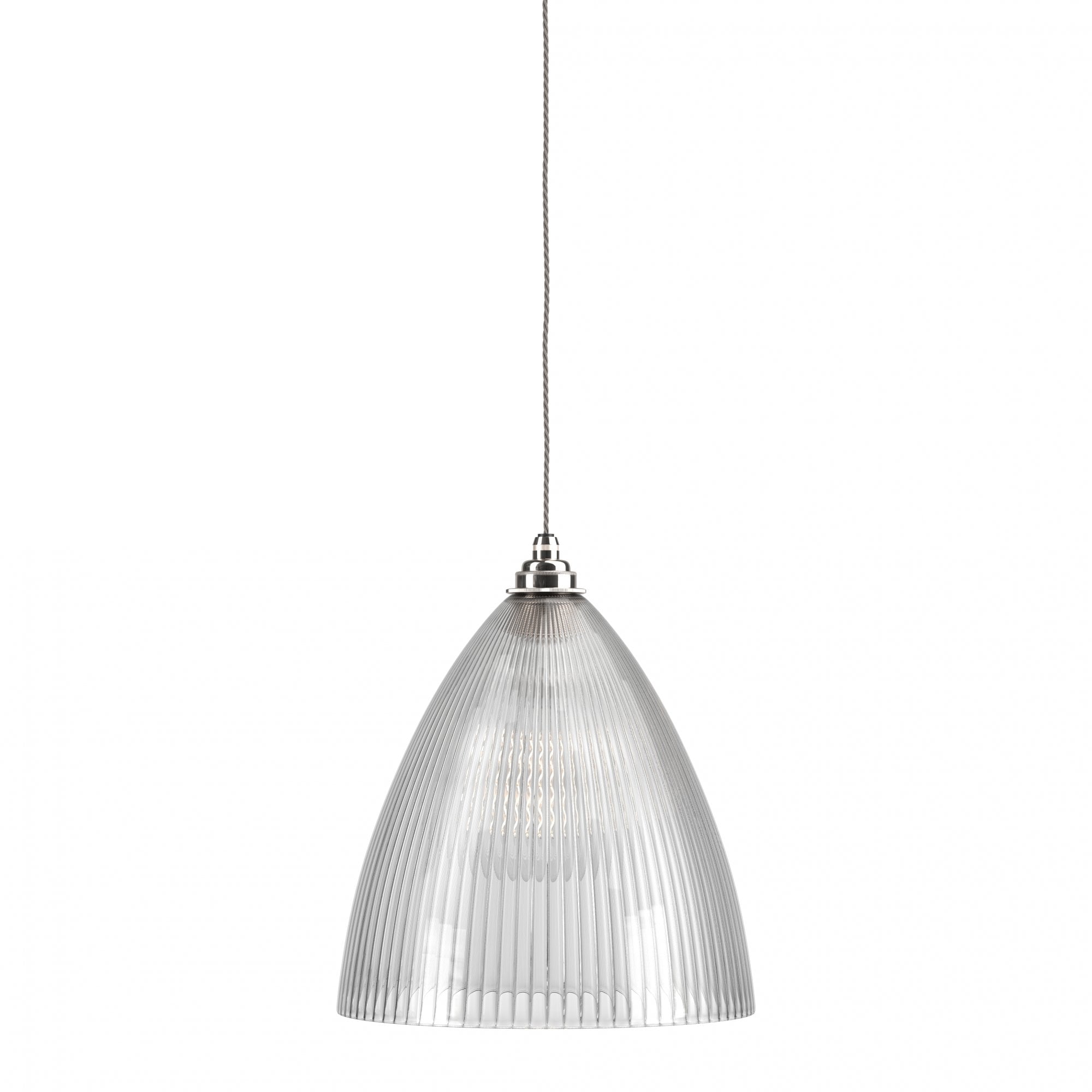 Fritz Fryer Ledbury Skinny Ribbed Glass  Pendant Light - XL (Various Colour Options)
