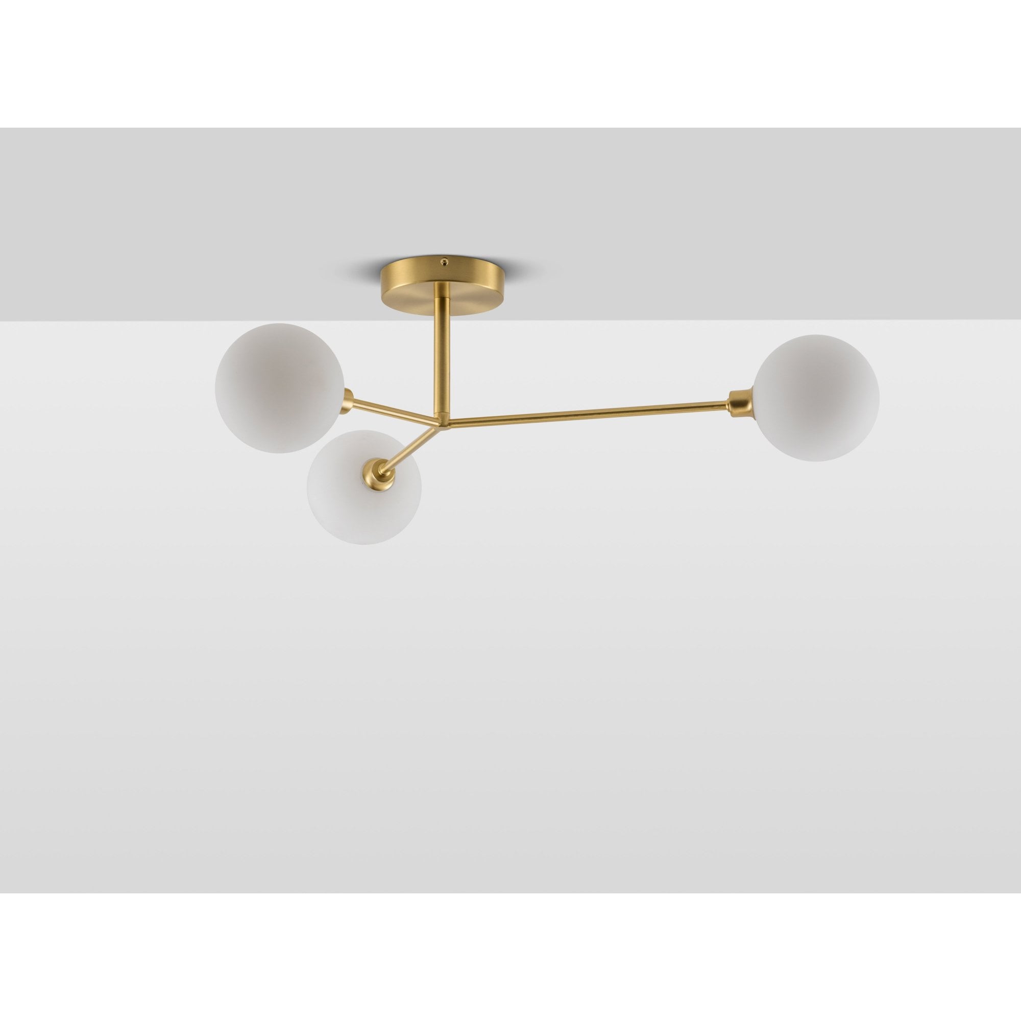 houseof. Flush 3 Light Ceiling Light - Brushed Brass
