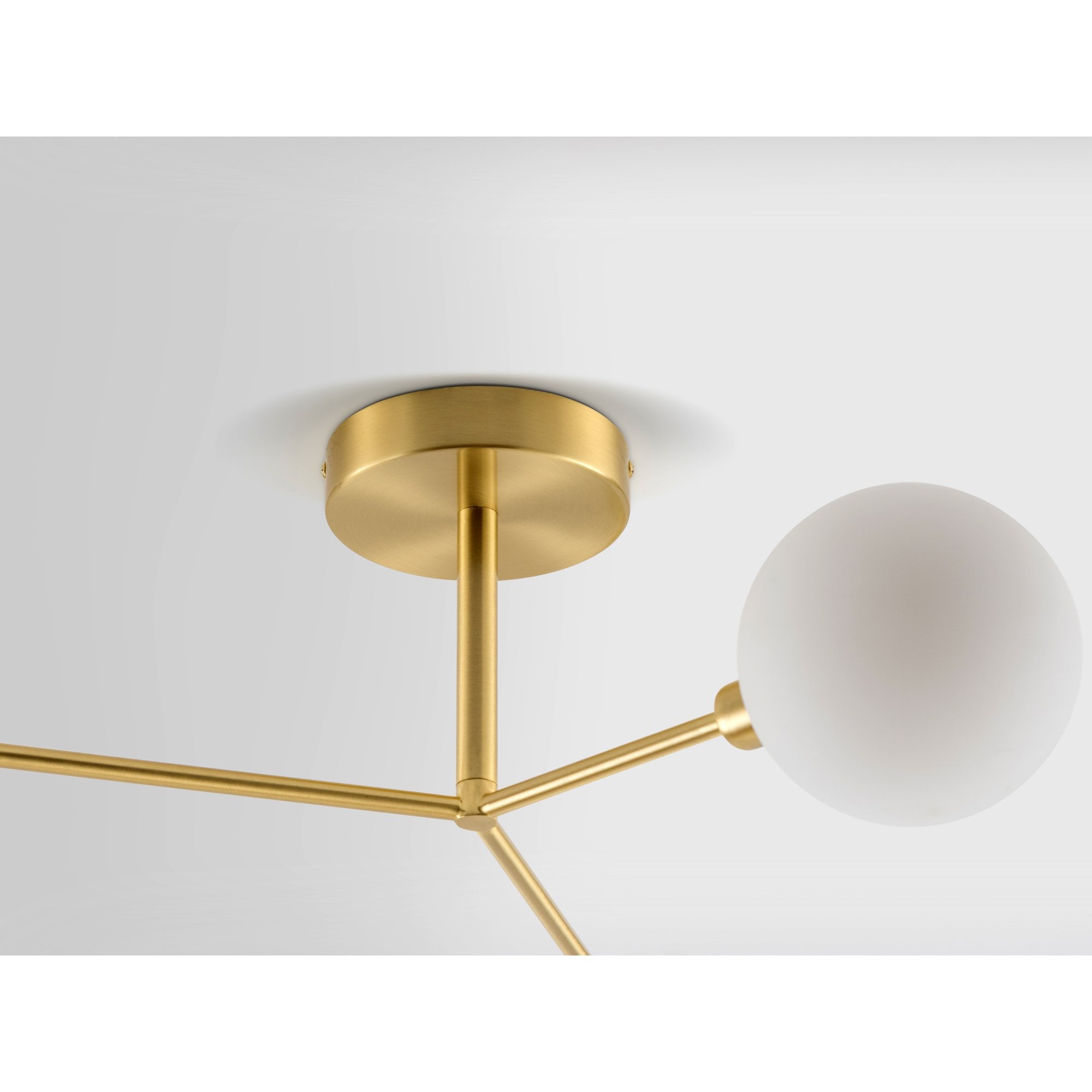 houseof. Flush 3 Light Ceiling Light - Brushed Brass