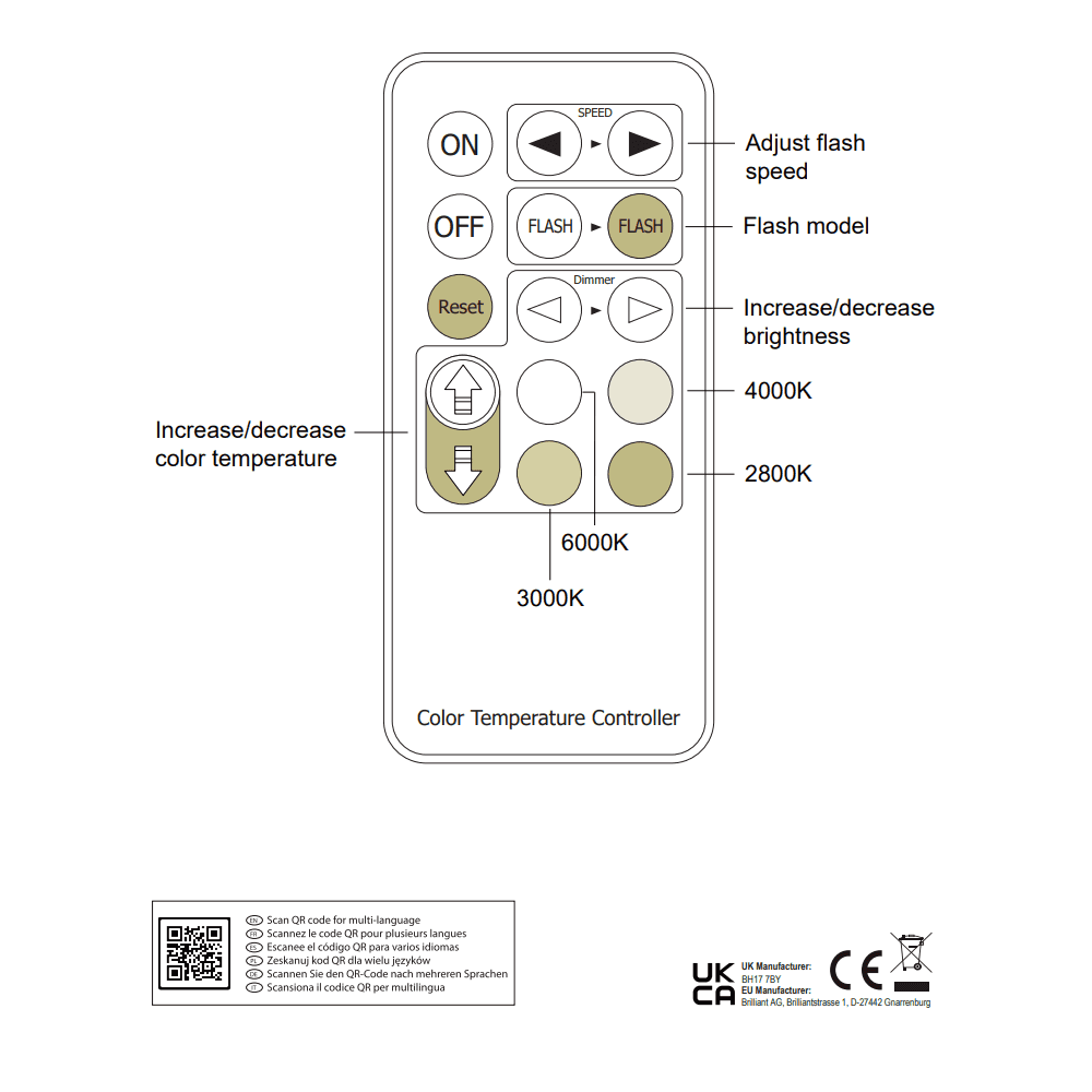Endon Zelma Colour Temp. Adjustable Single Light Pendant - Chrome Plate & Silver Effect Chain