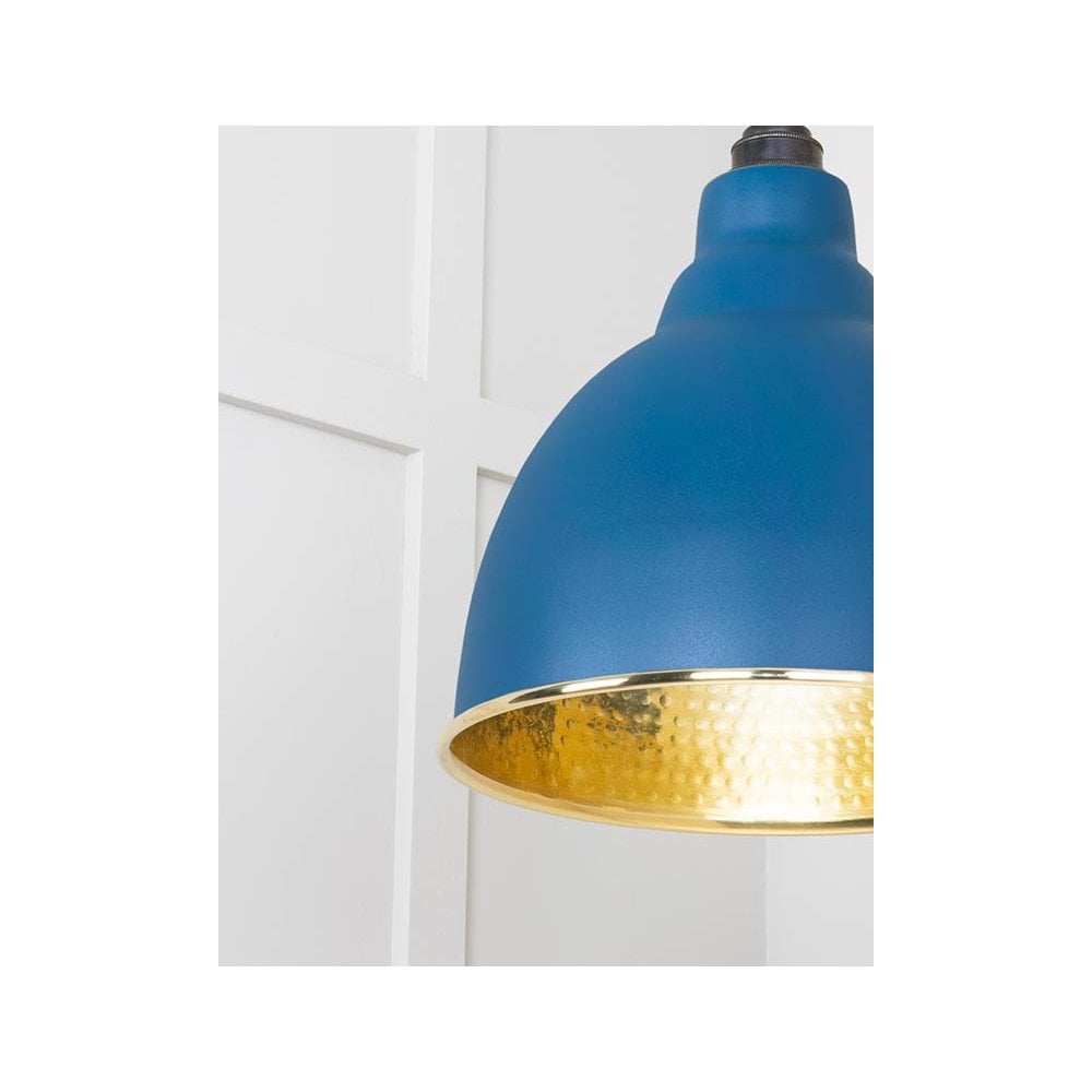 From The Anvil Hammered Brass Brindley Cluster Pendant - Upstream (Blue)